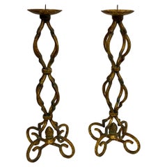 Vintage 1960s Gilt Metal Candleholders