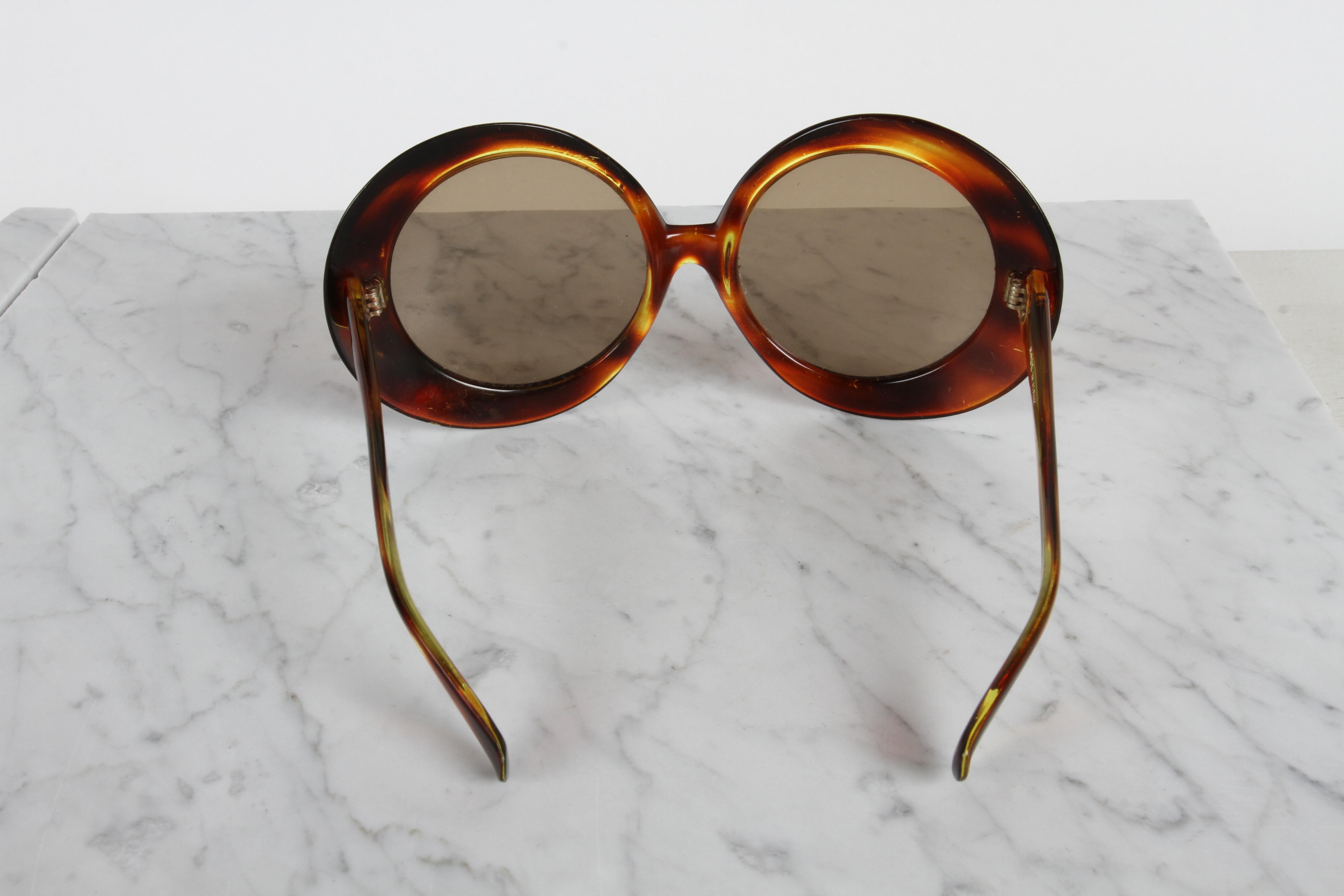 Glass Vintage 1960s Glamorous Women's Oversized Tortoise Sunglasses - Made in Italy  For Sale