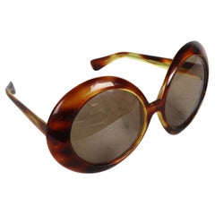 Used 1960s Glamorous Women's Oversized Tortoise Sunglasses - Made in Italy 