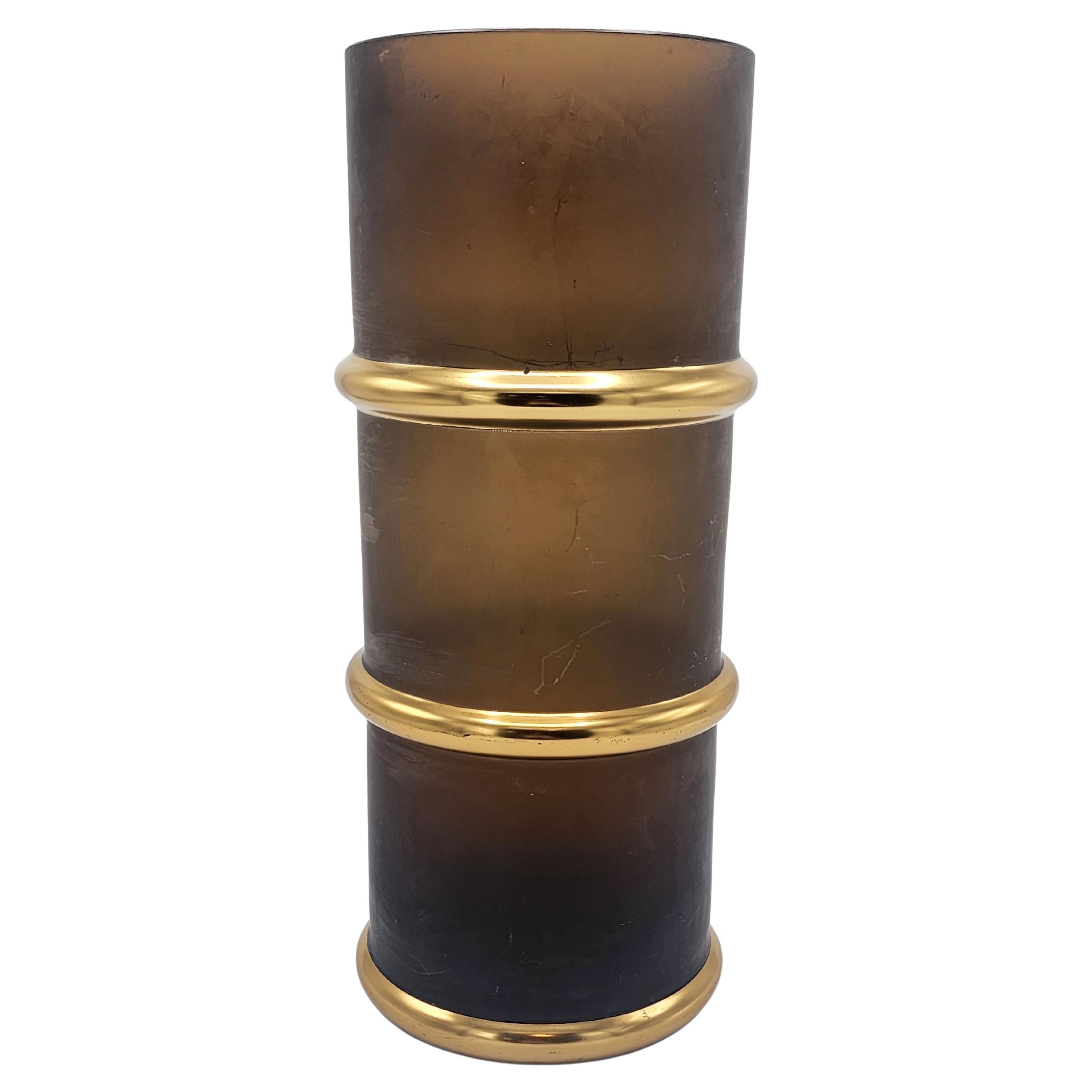 Vintage 1960s Glas Zylinder Vase