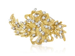 Vintage 1960s Gold and 2.10 Carat Diamond Brooch