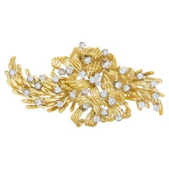 Vintage 1960s Gold and 2.10 Carat Diamond Brooch