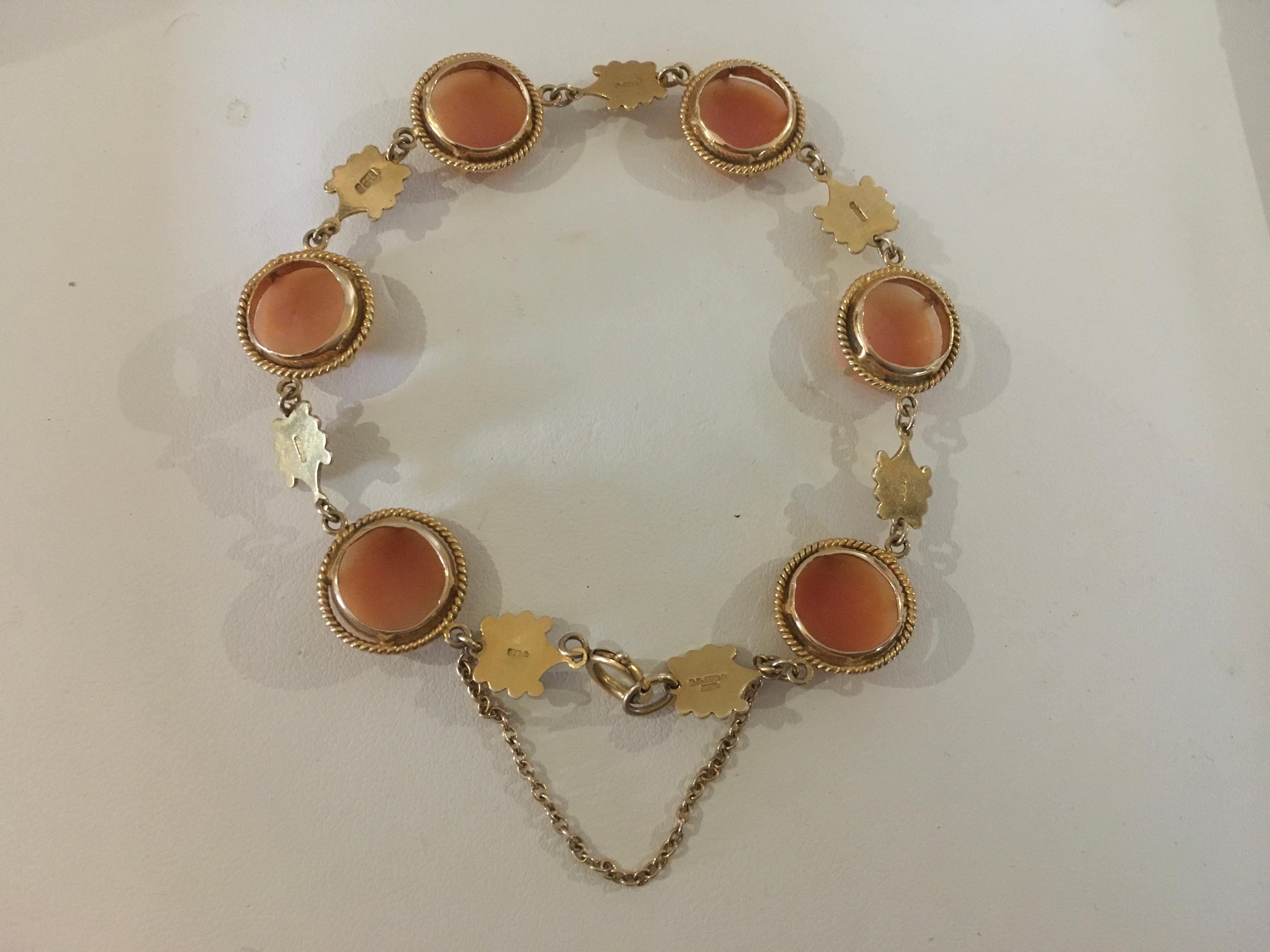Women's Vintage 1960’s Gold and Cameo Bracelet
