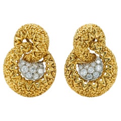 Vintage 1960s Gold and Diamond Earrings
