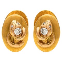 Vintage 1960s Gold and Diamond Snake Cufflinks Vintage 1960s Gold and Diamond Snake Cufflinks