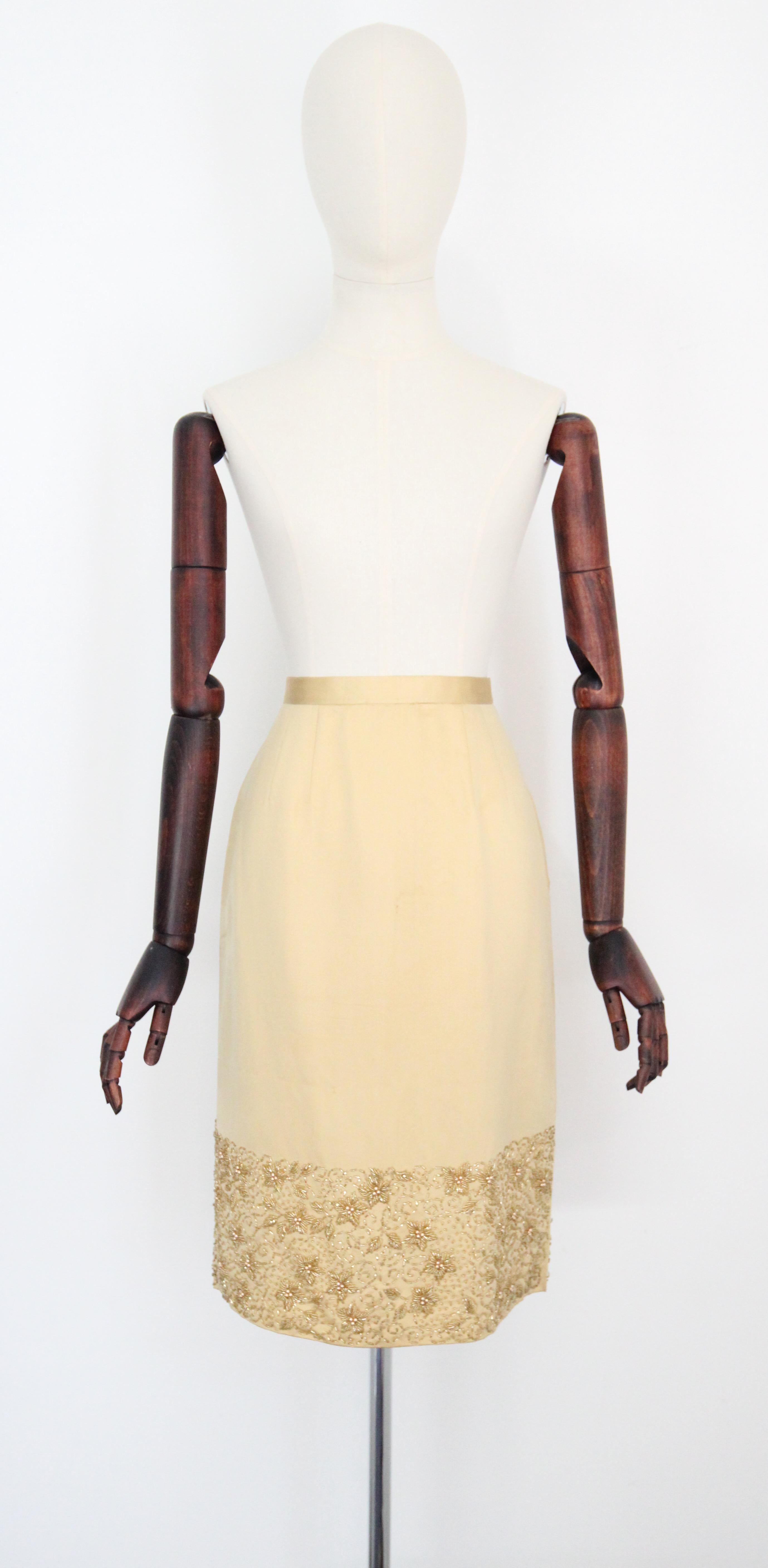Vintage 1960's Gold Beaded Skirt and Blouse Set 1960s Gold suit UK 8-10 US 4-6 For Sale 6