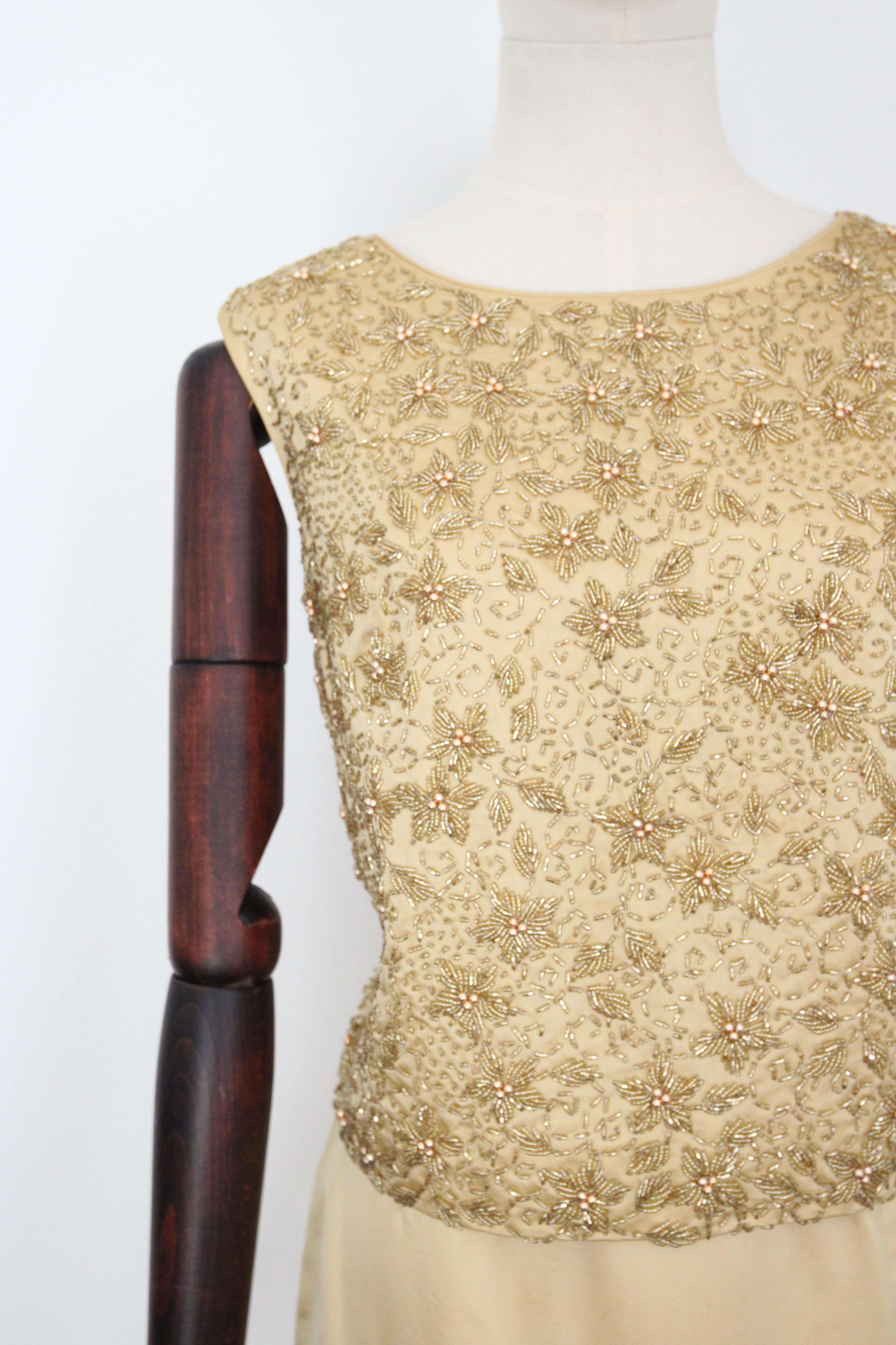 Women's or Men's Vintage 1960's Gold Beaded Skirt and Blouse Set 1960s Gold suit UK 8-10 US 4-6 For Sale