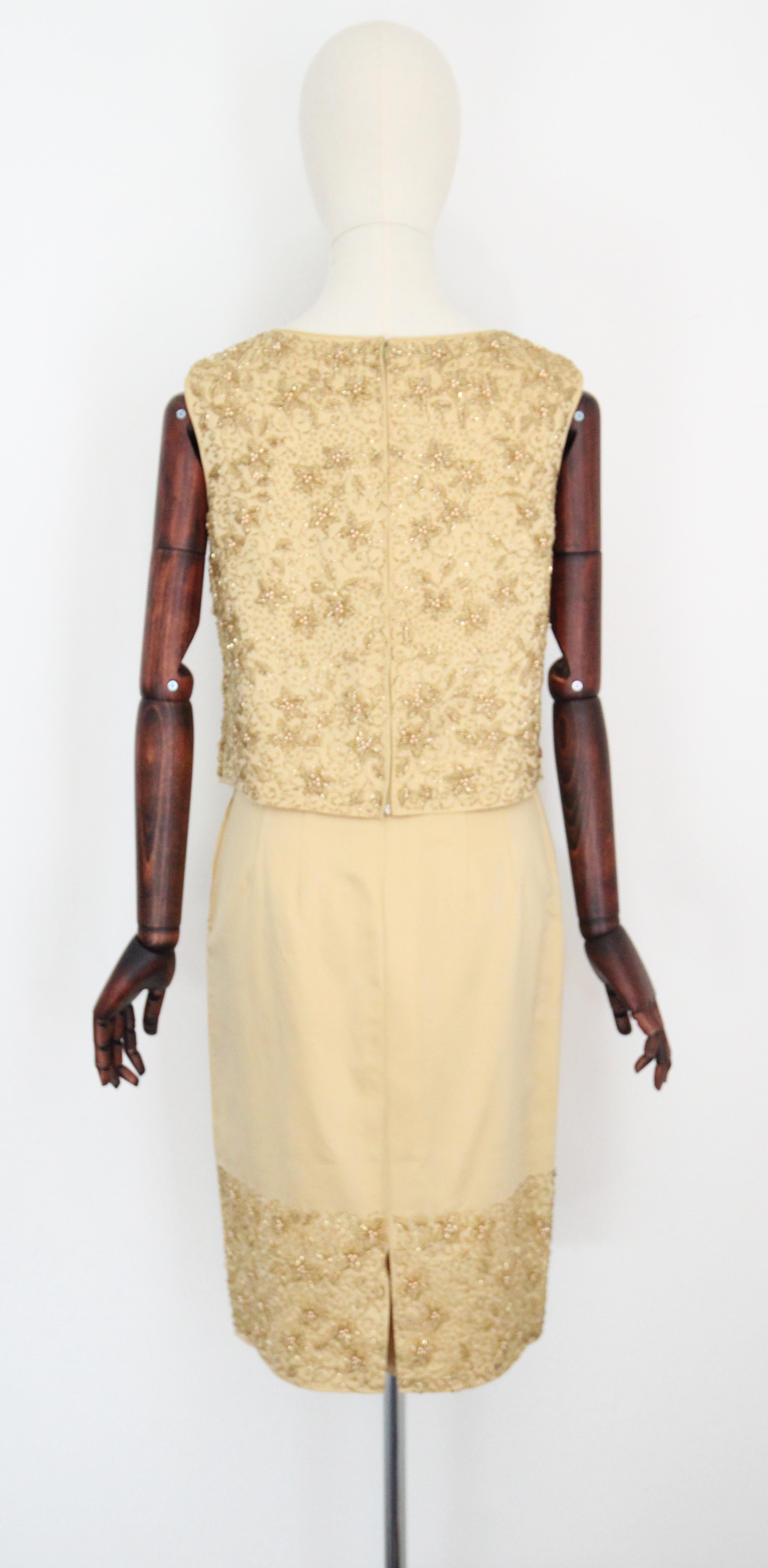 Vintage 1960's Gold Beaded Skirt and Blouse Set 1960s Gold suit UK 8-10 US 4-6 For Sale 5
