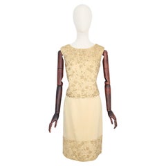 Vintage 1960's Gold Beaded Skirt and Blouse Set 1960s Gold suit UK 8-10 US 4-6