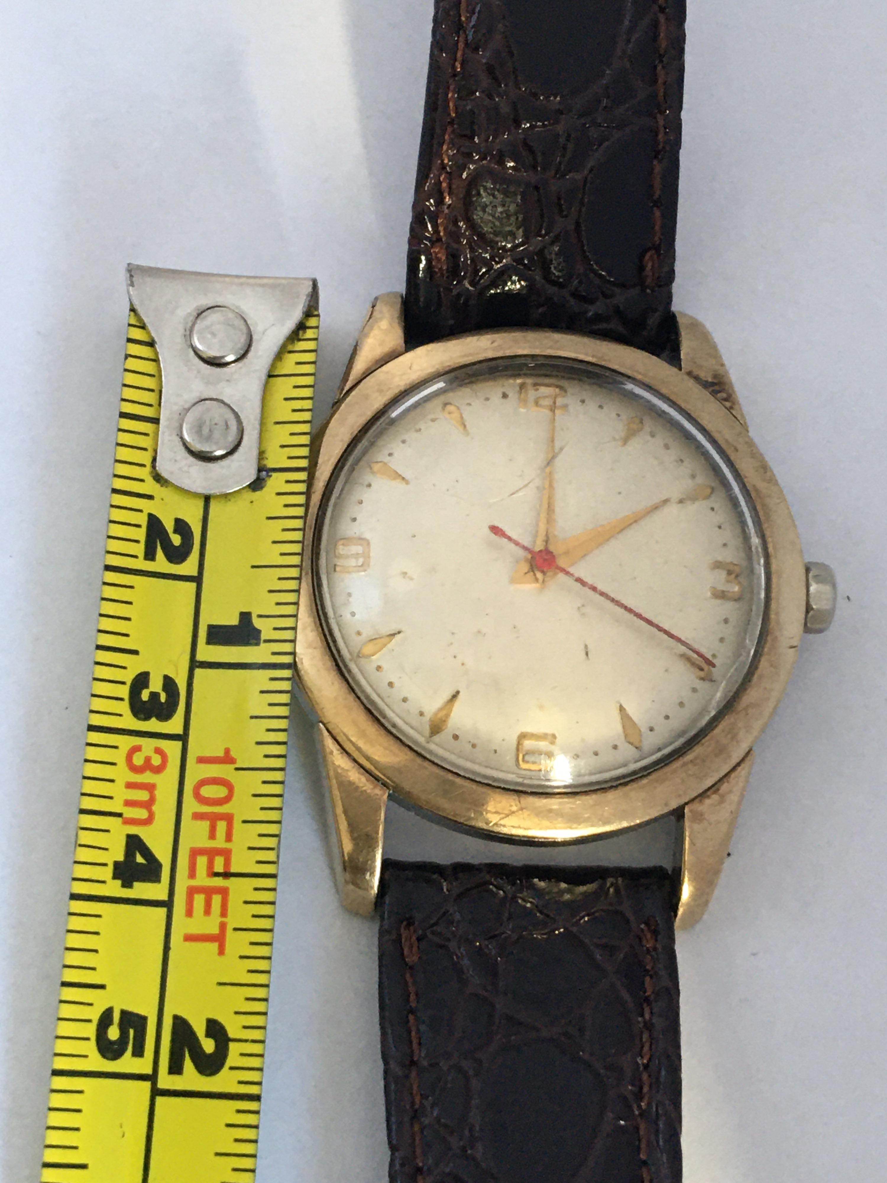 Vintage 1960s Gold Filled Cap and Stainless Steel Back Mechanical Watch For Sale 3