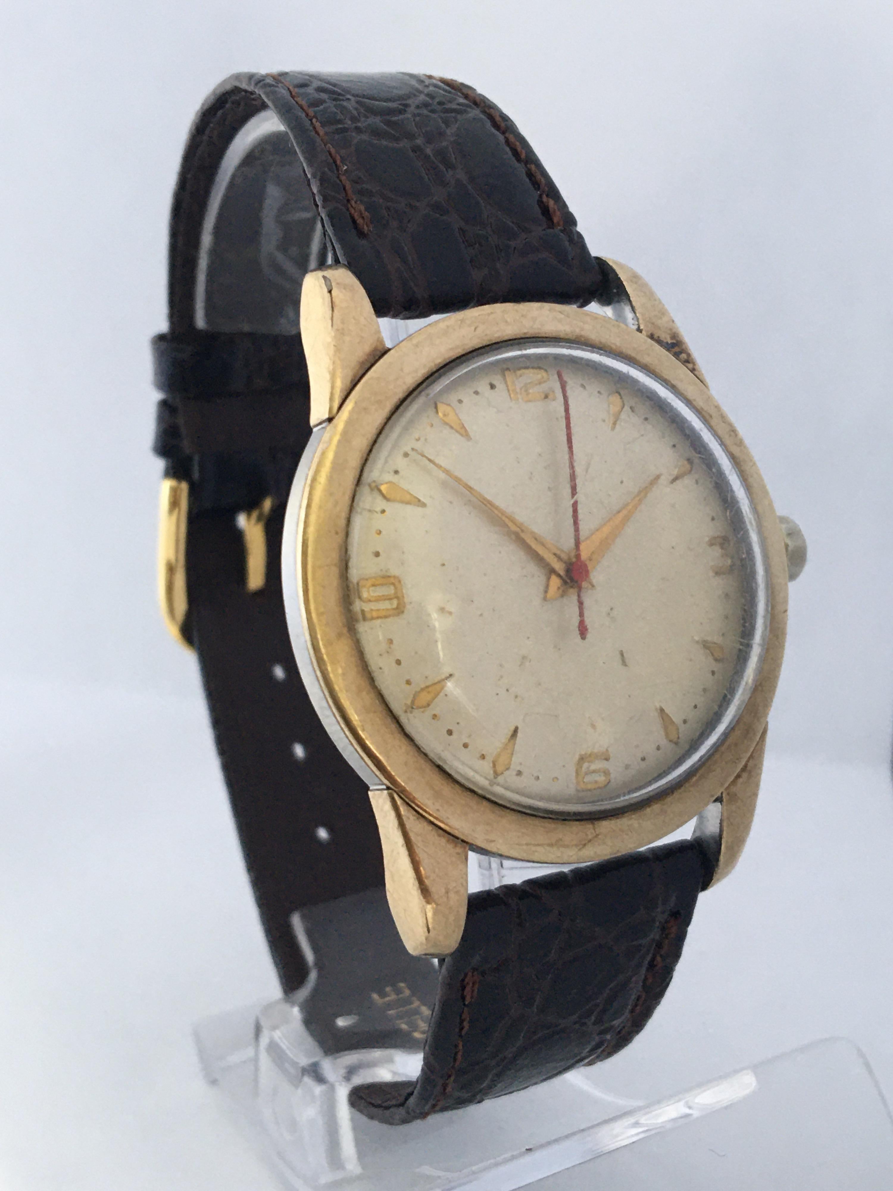 Vintage 1960s Gold Filled Cap and Stainless Steel Back Mechanical Watch For Sale 5