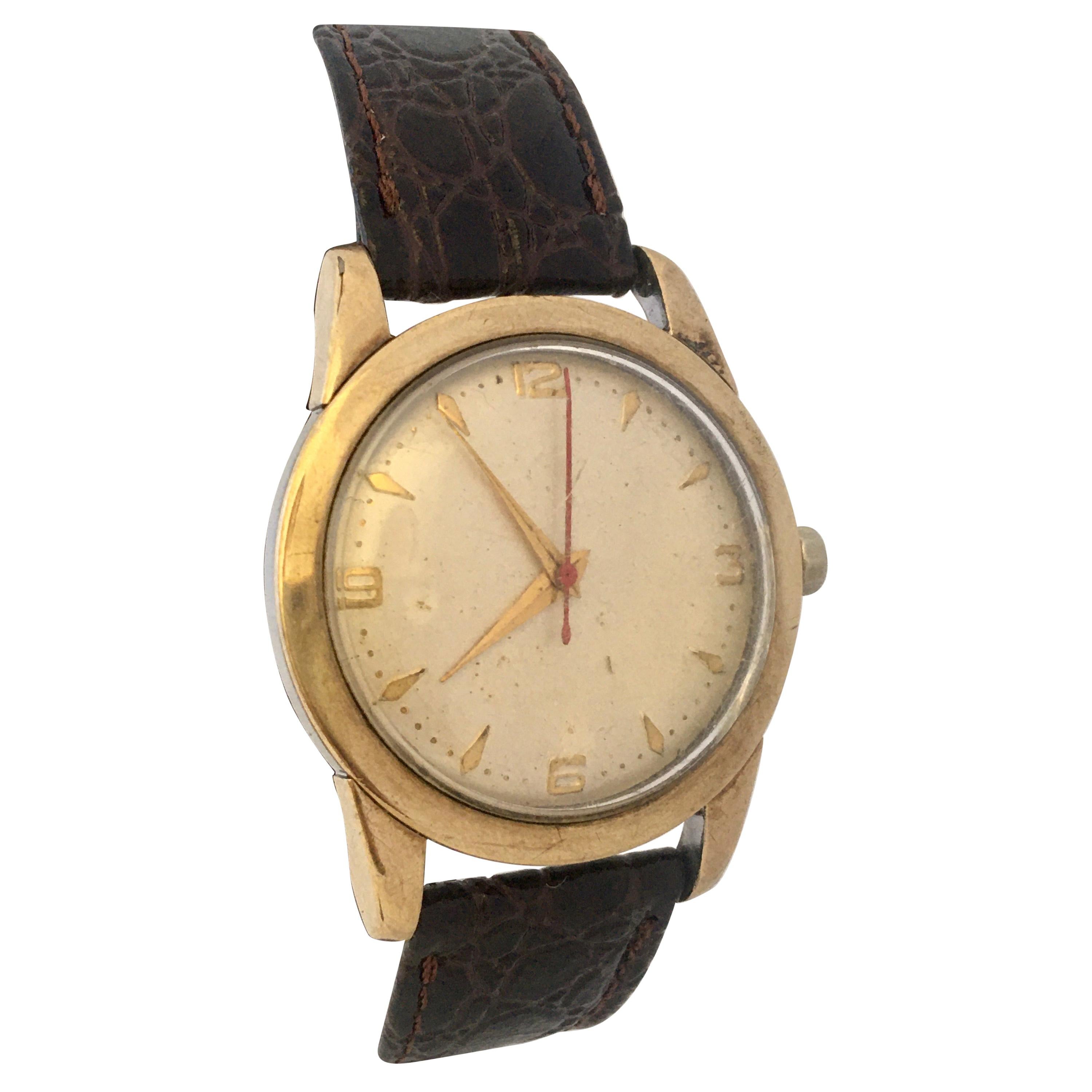 Vintage 1960s Gold Filled Cap and Stainless Steel Back Mechanical Watch For Sale