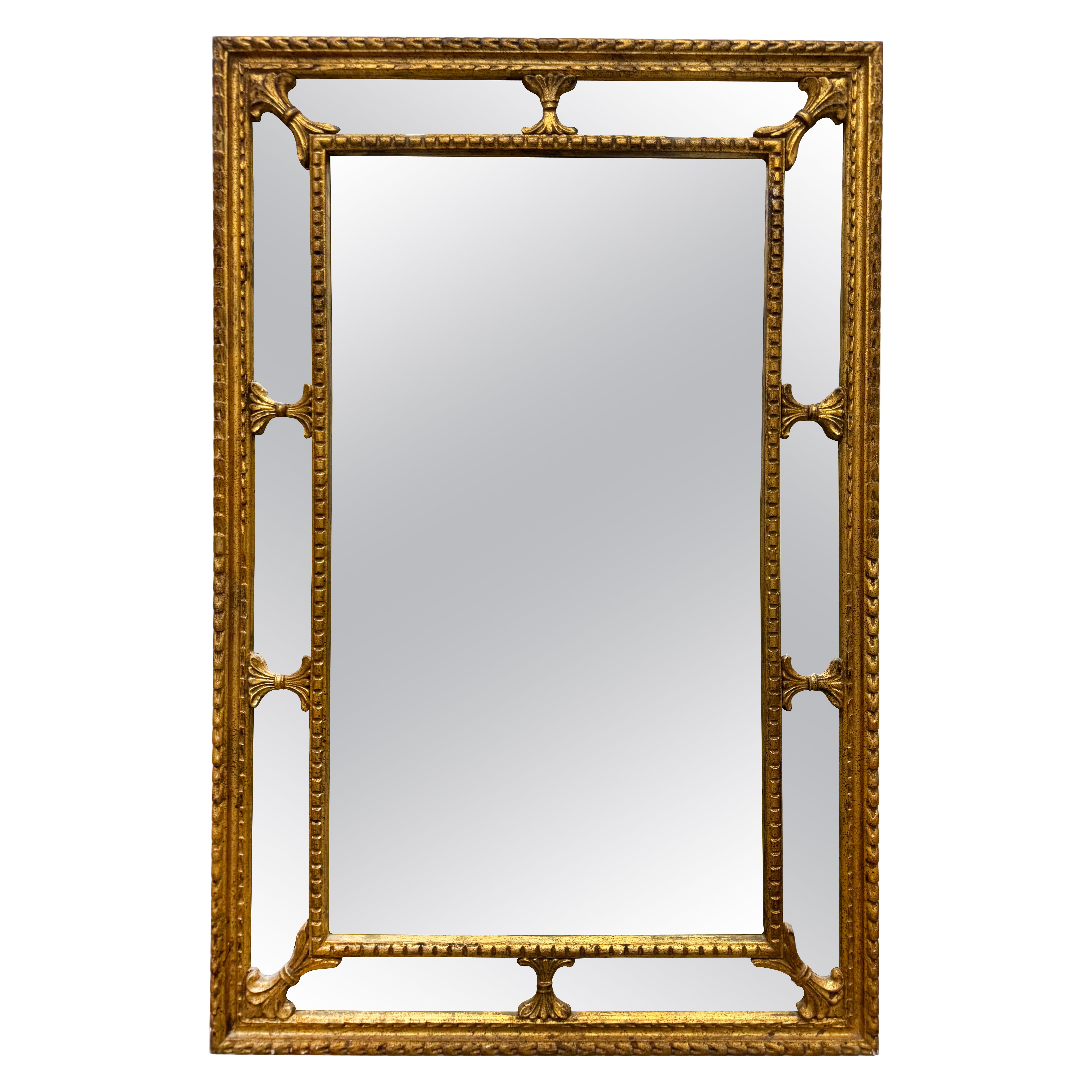Vintage 1960s Gold Leaf Carved Wood Neoclassical Mirror