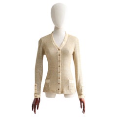 Vintage 1960's gold lurex laurel lead cardigan gold sixties knitwear UK 10 US 6