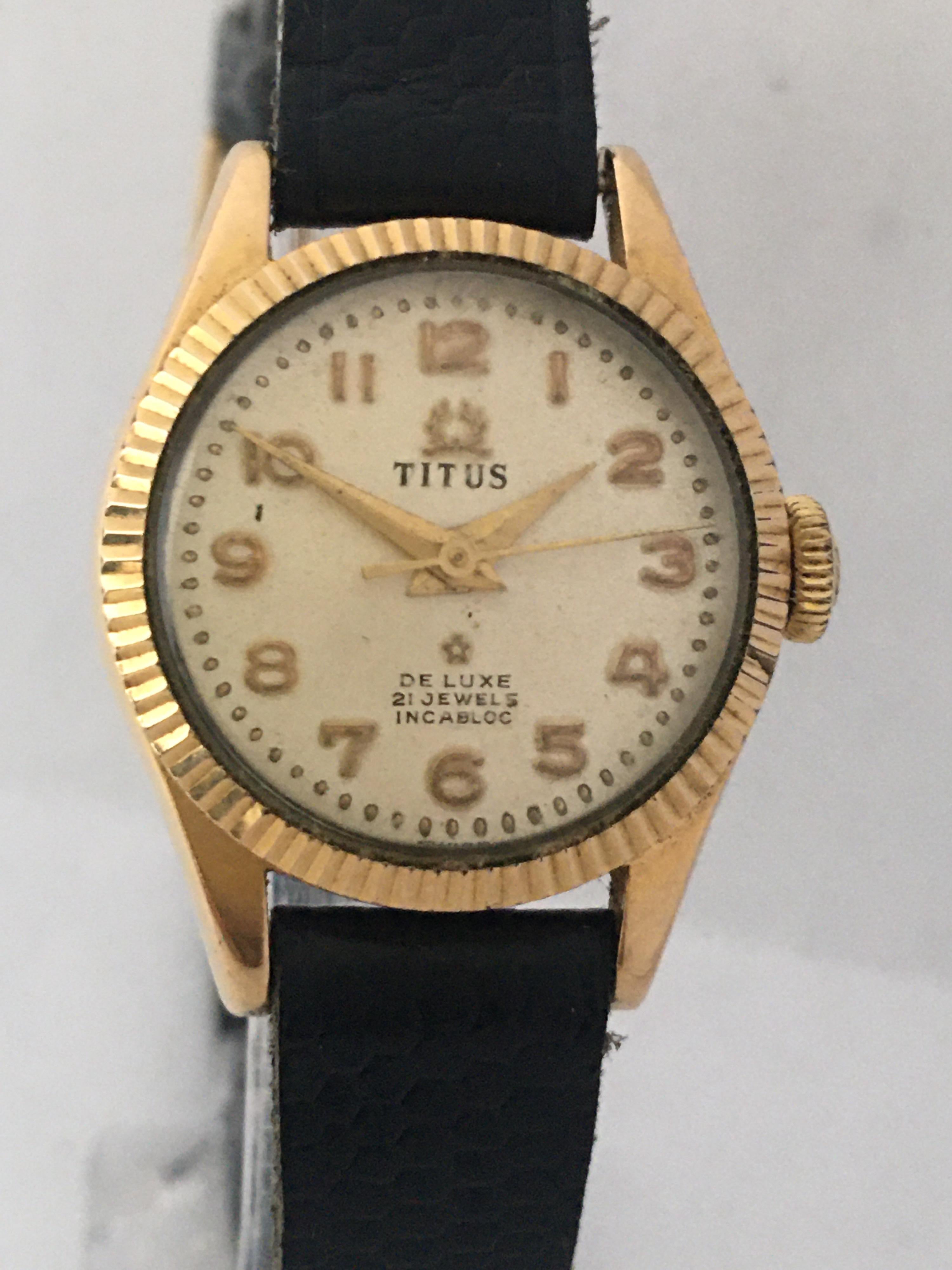 This beautiful 23mm watch diameter vintage hand winding Watch is in good working condition and it is ticking and running well. Visible signs of ageing and wear with light and tiny scratches on the watch case as shown.

Please study the images