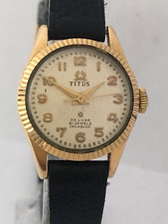 Vintage 1960s Gold Plate and Stainless Steel Back Titus Ladies Mechanical Watch