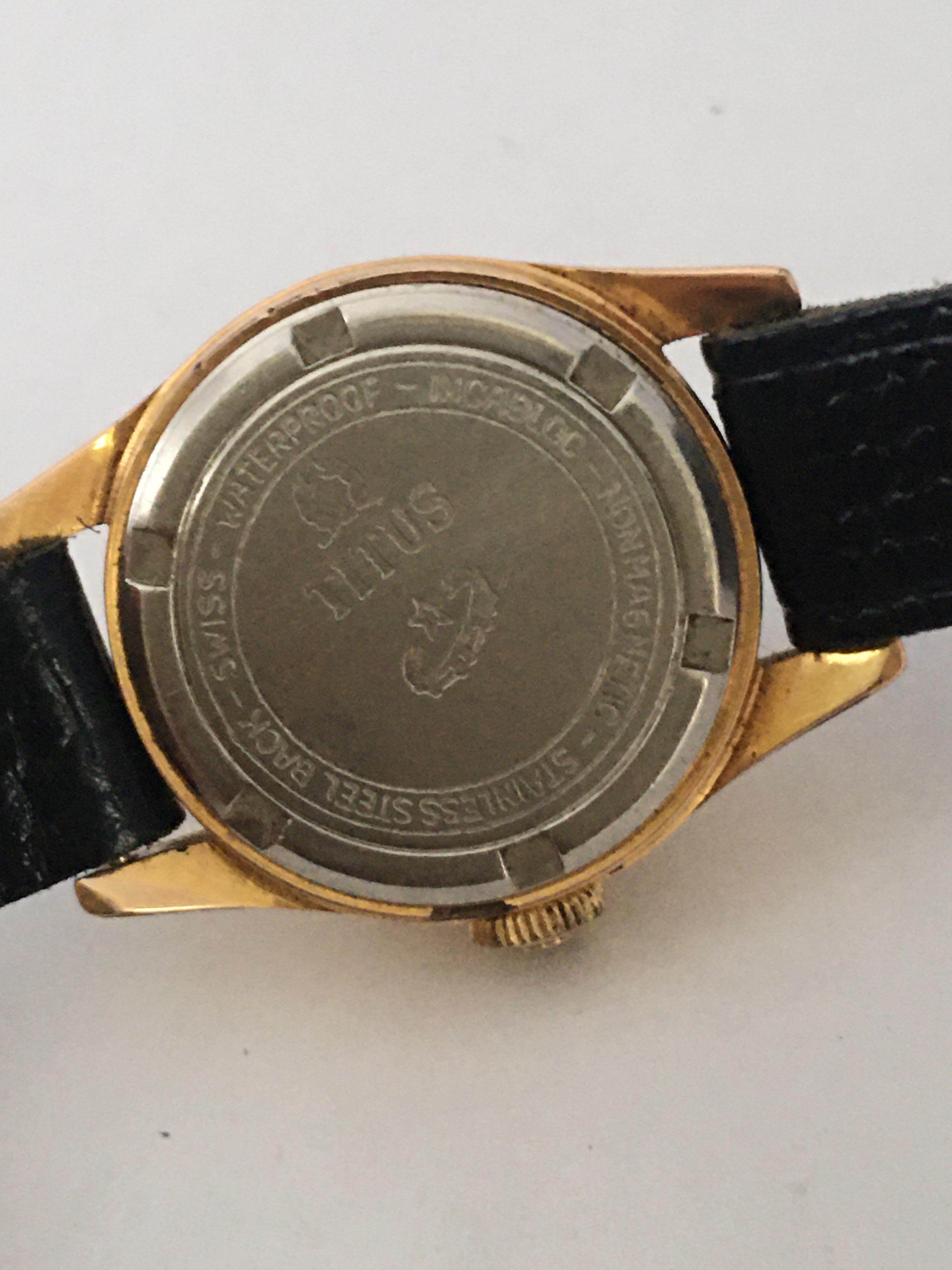 Vintage 1960s Gold Plate and Stainless Steel Back Titus Ladies Mechanical Watch In Good Condition For Sale In Carlisle, GB