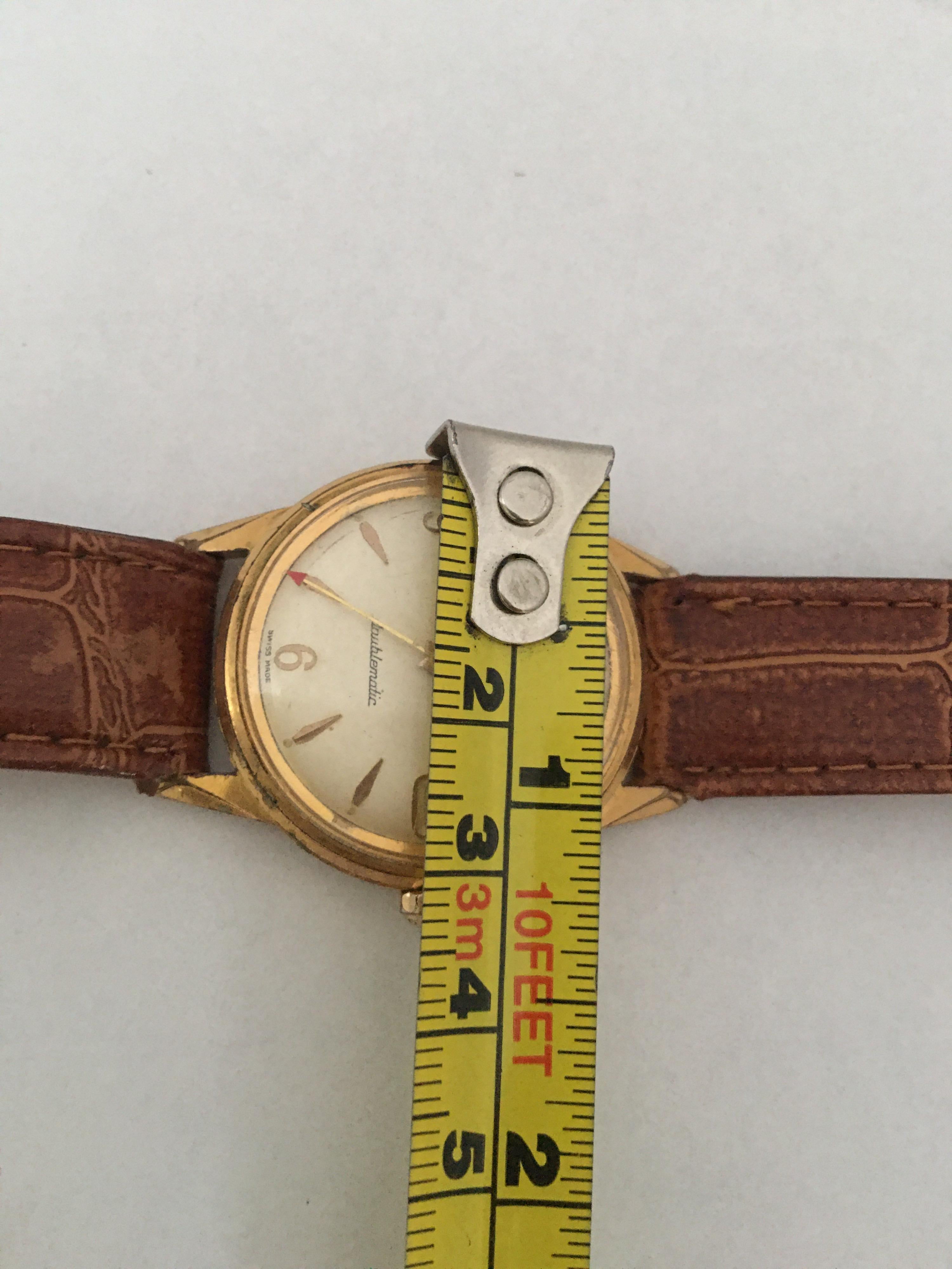 Vintage 1960s Gold Platte und Edelstahl MuDu 25 Juwelen Doublematic Uhr im Angebot 8