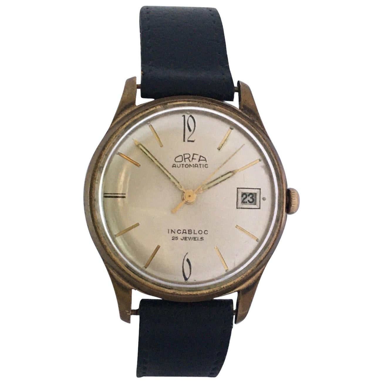 Vintage 1960s Gold-Plated and Stainless Steel Back 25Jewels Automatic Wristwatch For Sale