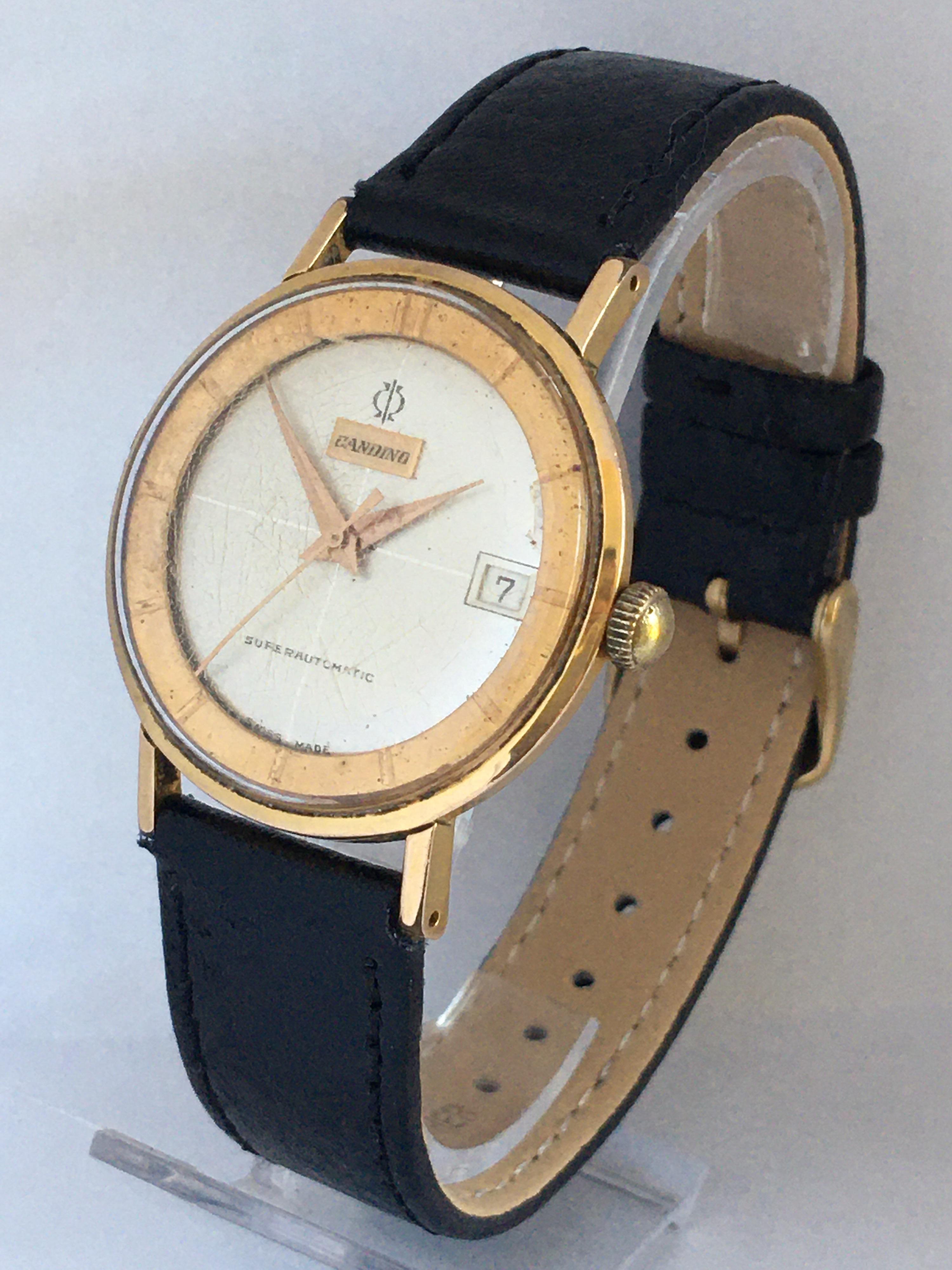 Vintage 1960er Jahre vergoldet und Edelstahlboden automatische Schweizer Uhr im Angebot 8