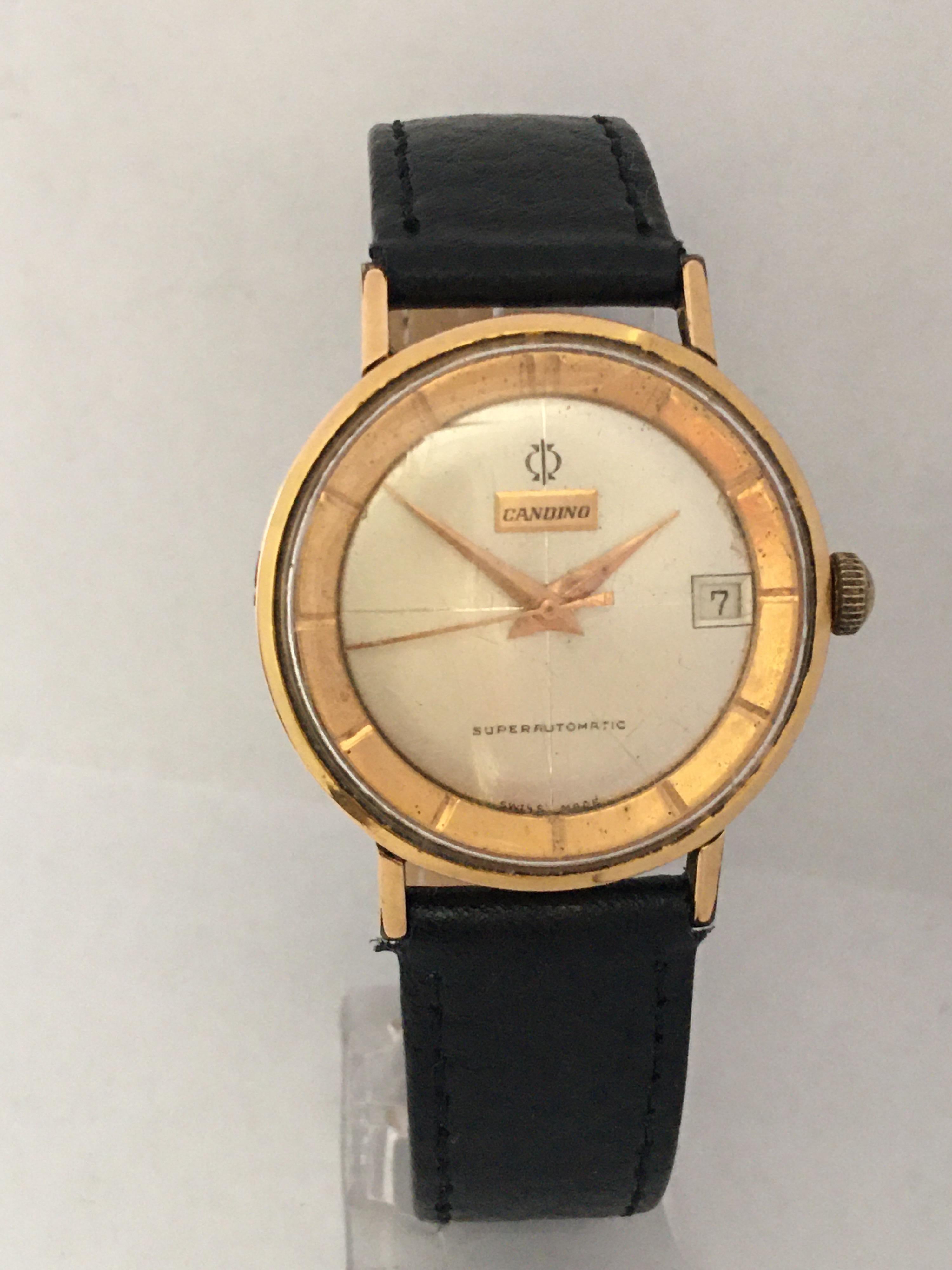 Vintage 1960er Jahre vergoldet und Edelstahlboden automatische Schweizer Uhr im Angebot 9