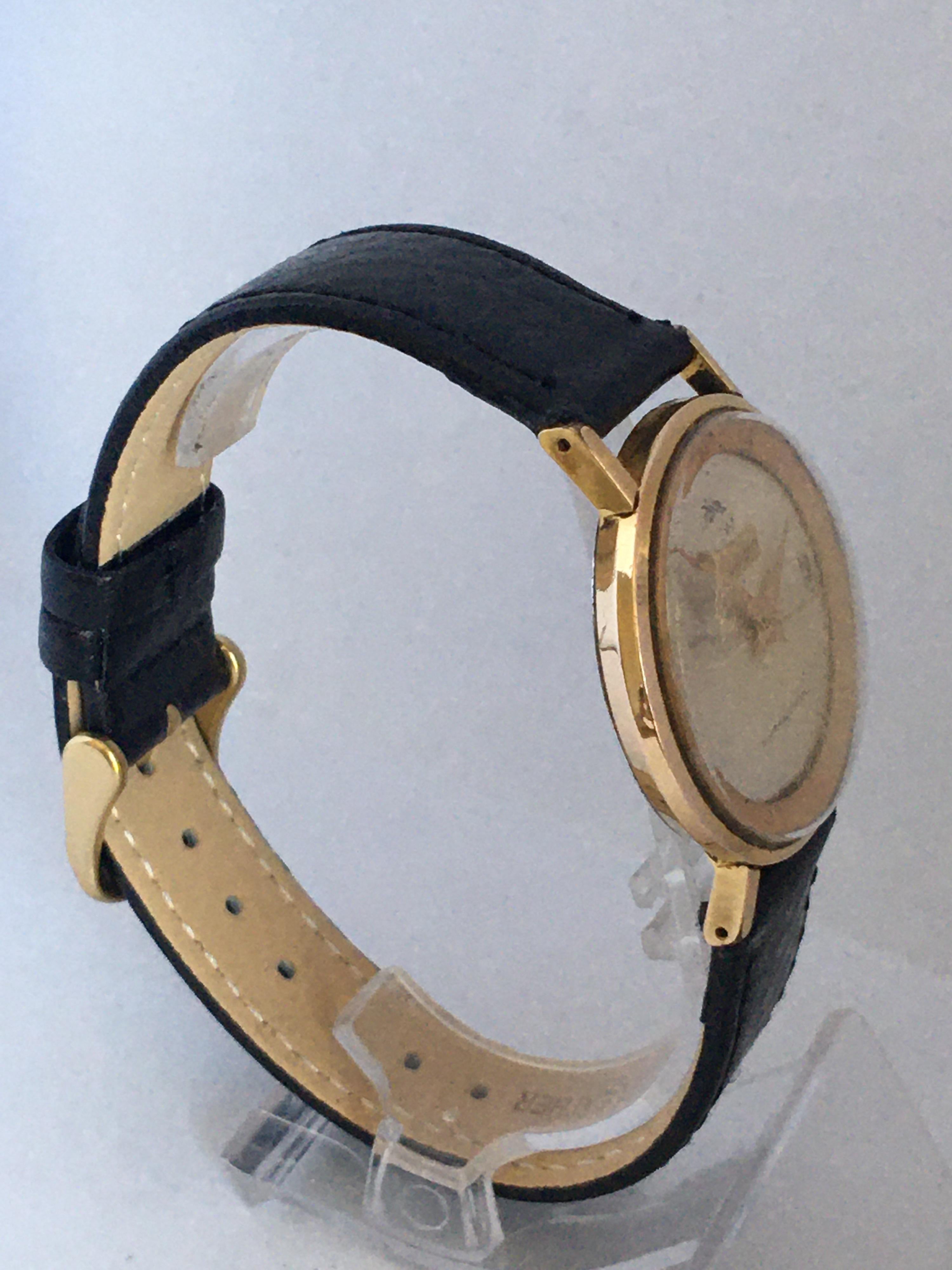 Vintage 1960er Jahre vergoldet und Edelstahlboden automatische Schweizer Uhr im Angebot 3
