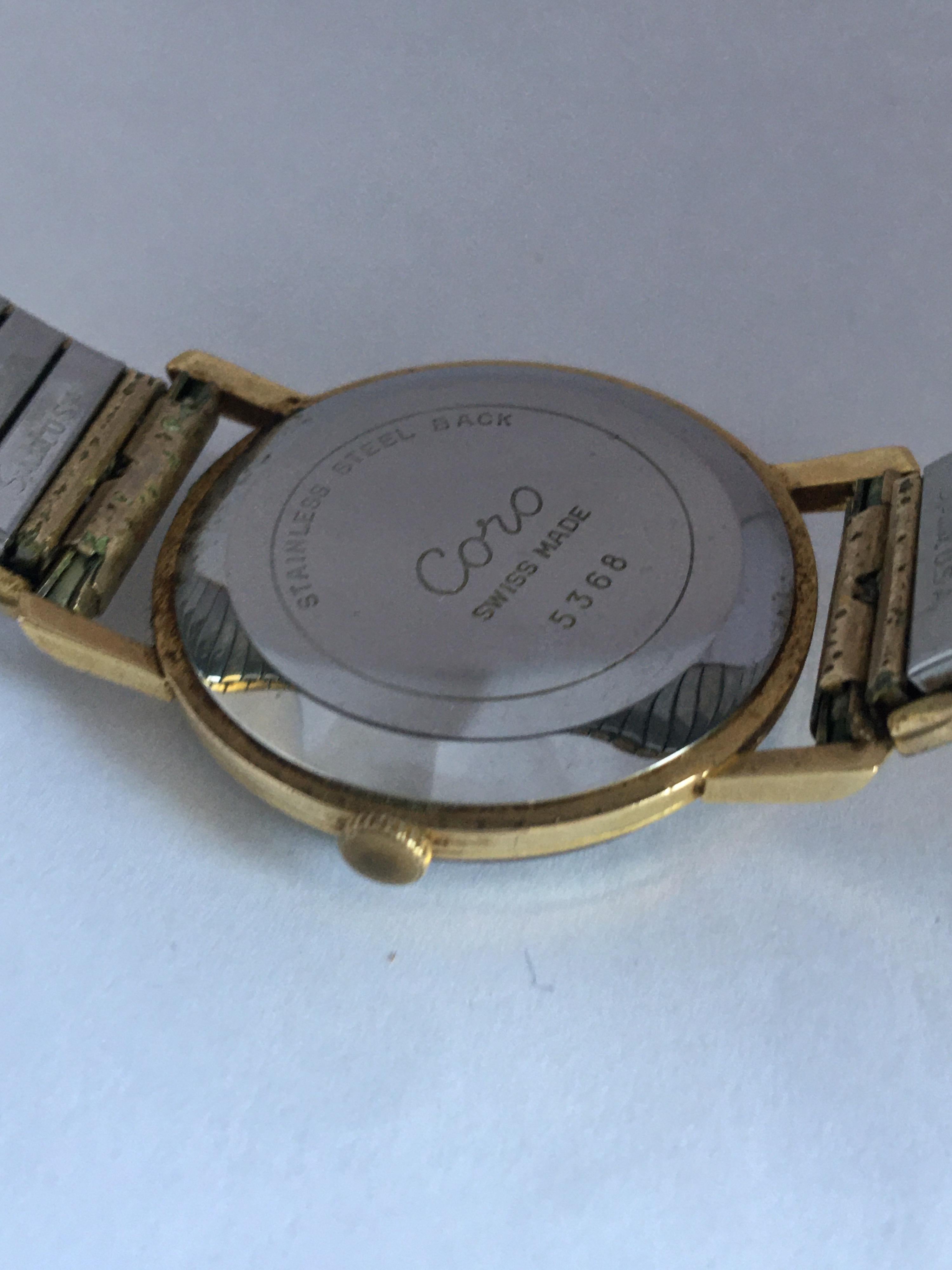 Vintage 1960s Gold-Plated and Stainless Steel Back Mechanical Swiss Watch For Sale 2