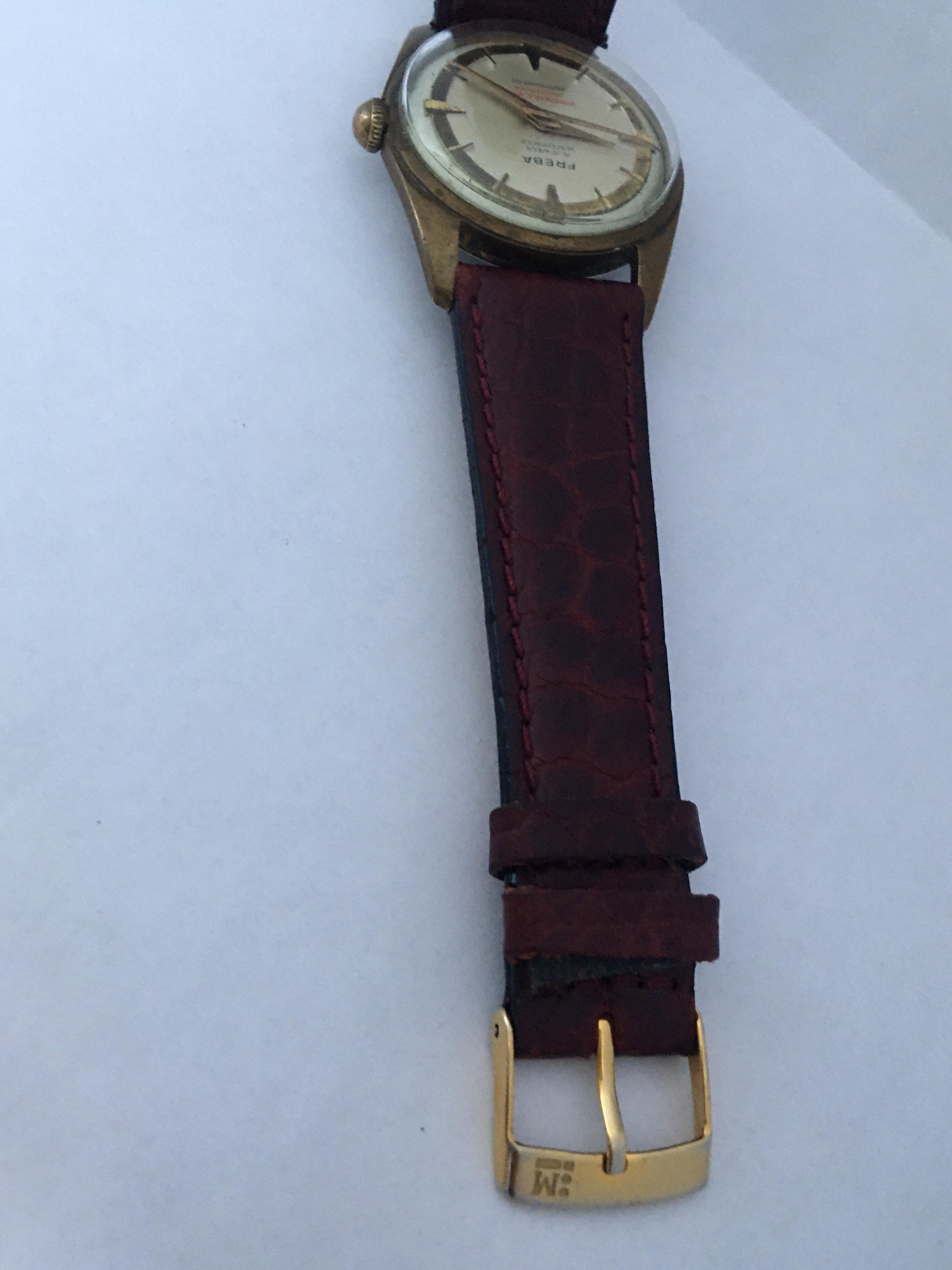 Vintage 1960s Gold-Plated and Stainless Steel Back Mechanical Watch For Sale 3