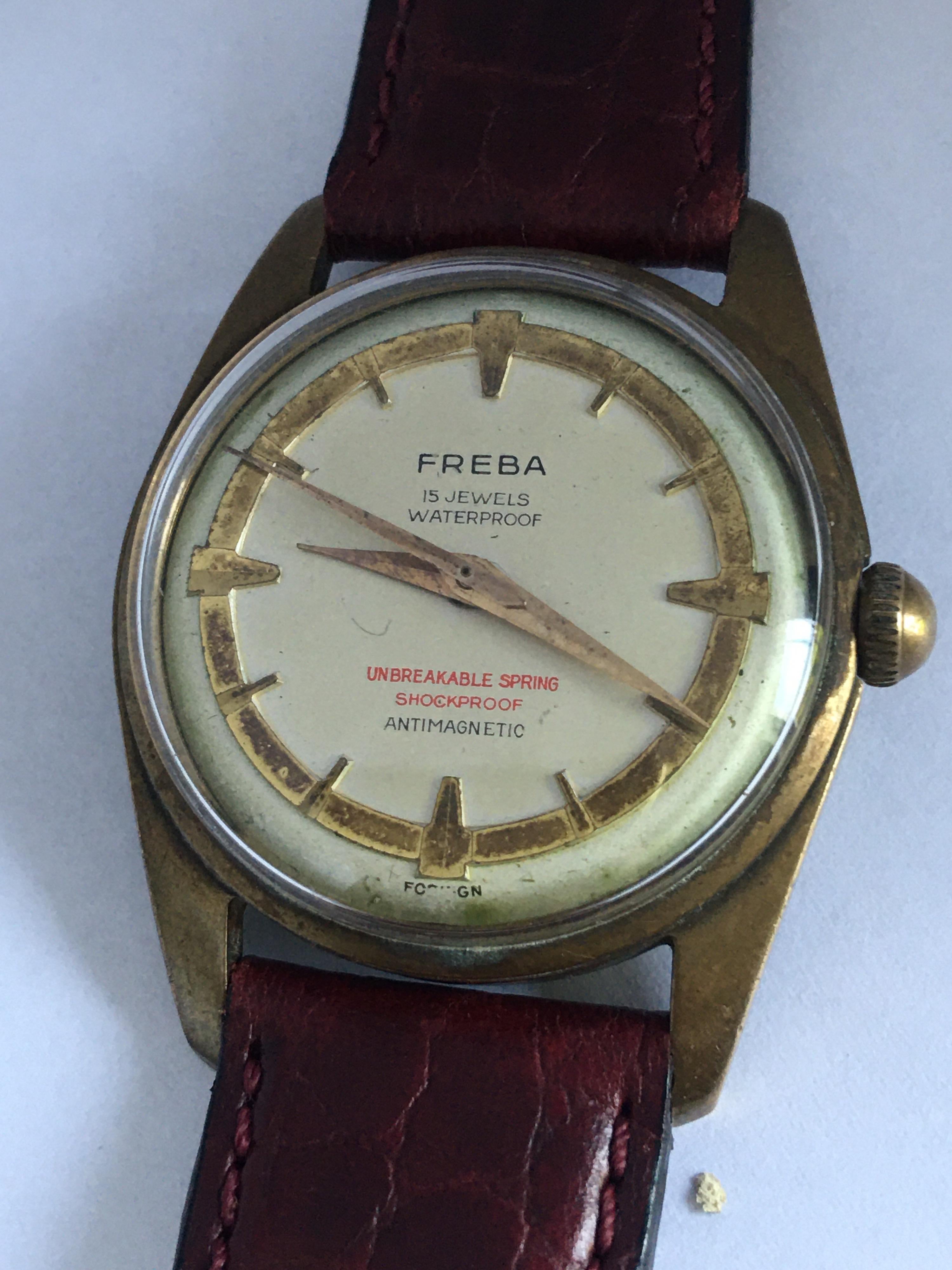 Vintage 1960s Gold-Plated and Stainless Steel Back Mechanical Watch For Sale 6