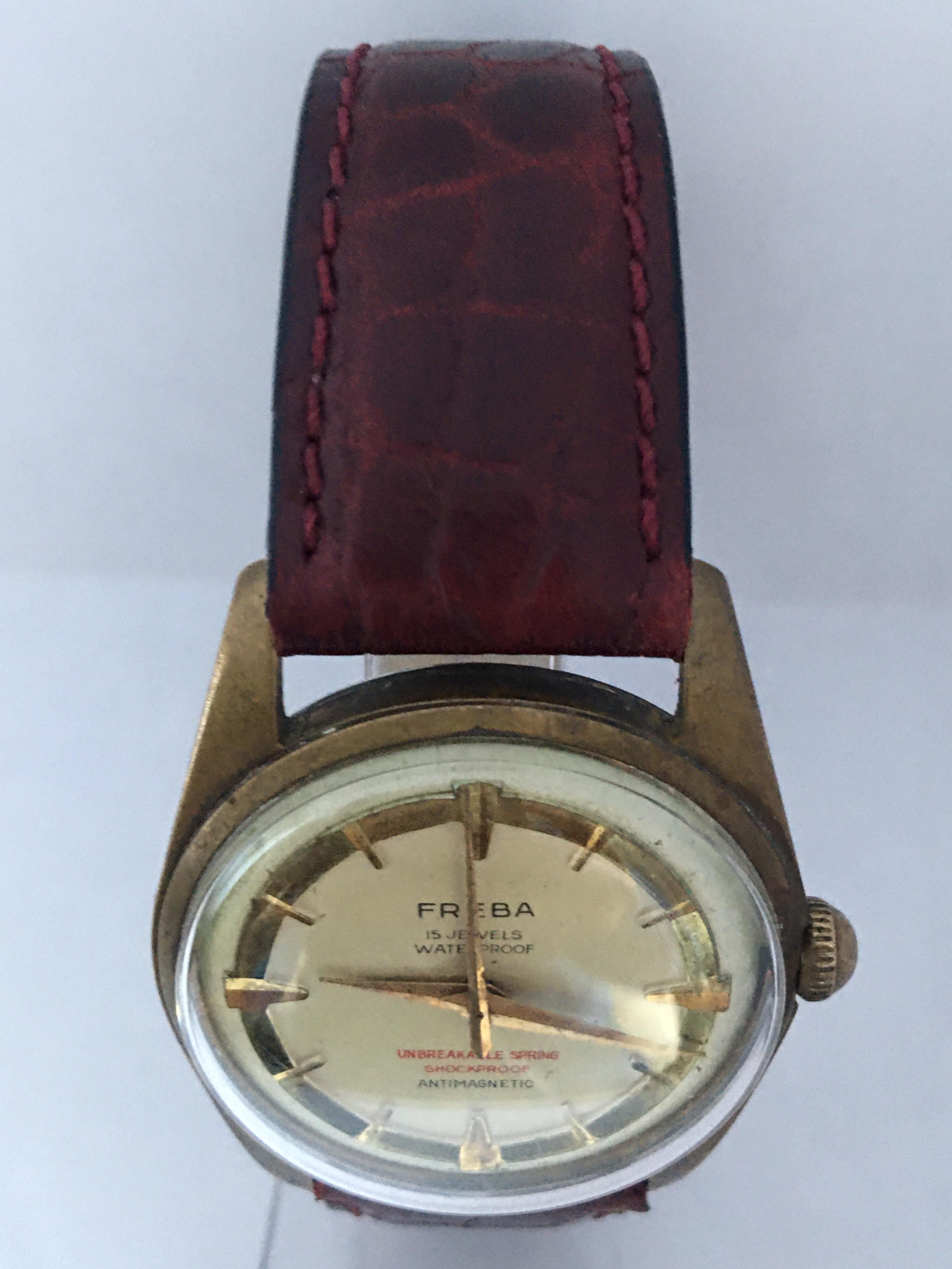 Vintage 1960s Gold-Plated and Stainless Steel Back Mechanical Watch In Good Condition For Sale In Carlisle, GB