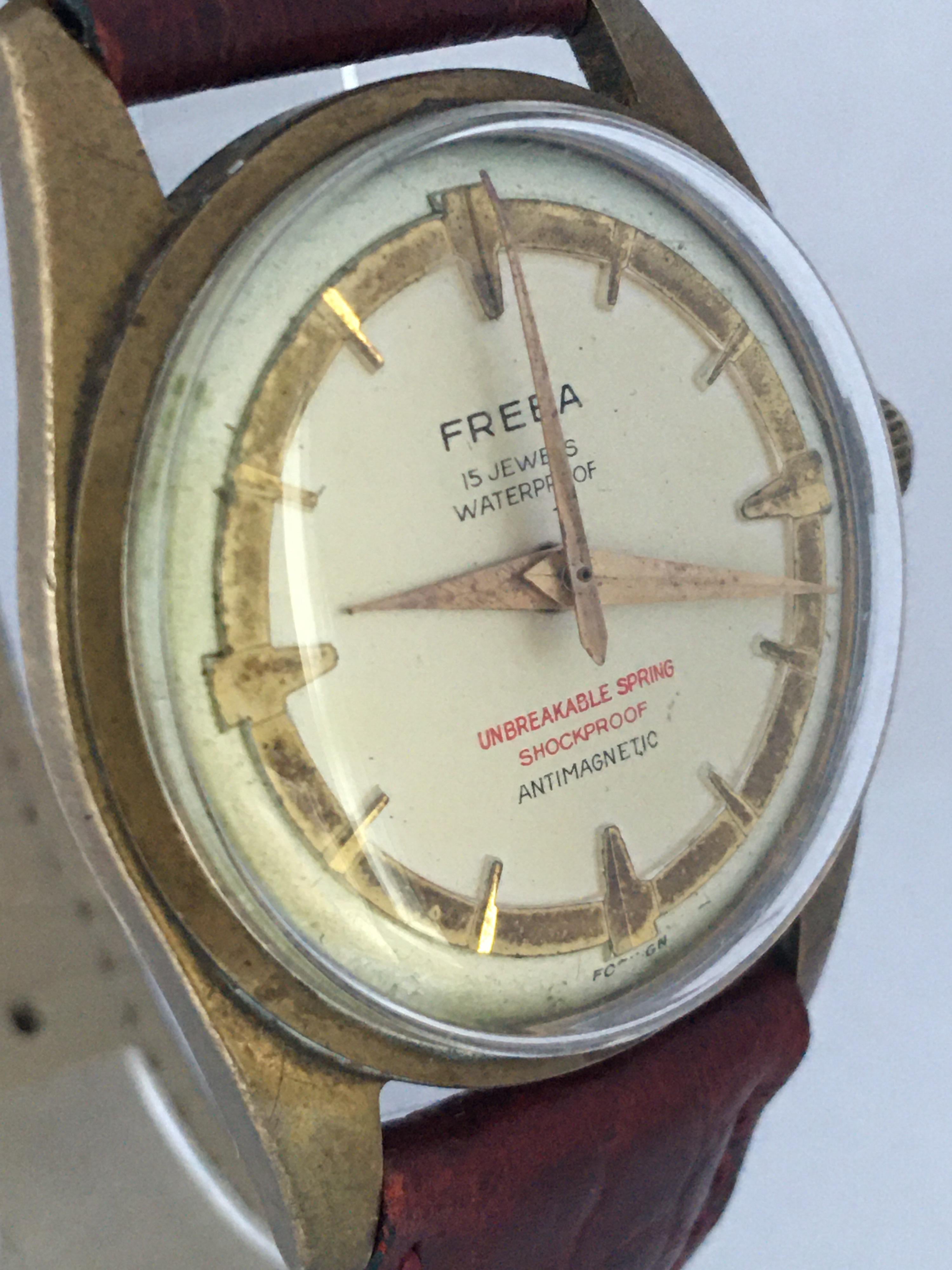 Women's or Men's Vintage 1960s Gold-Plated and Stainless Steel Back Mechanical Watch For Sale