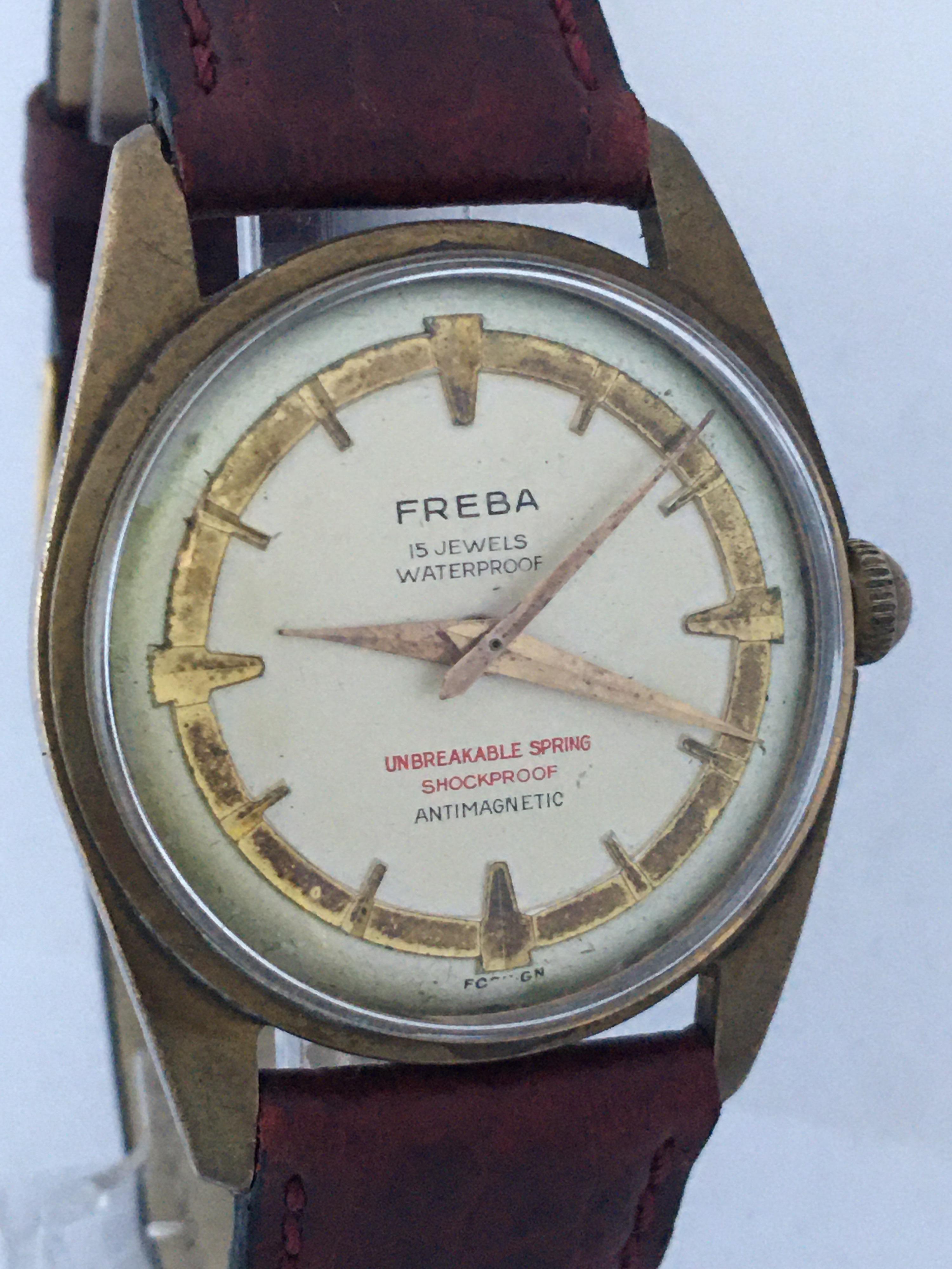 Vintage 1960s Gold-Plated and Stainless Steel Back Mechanical Watch For Sale 1