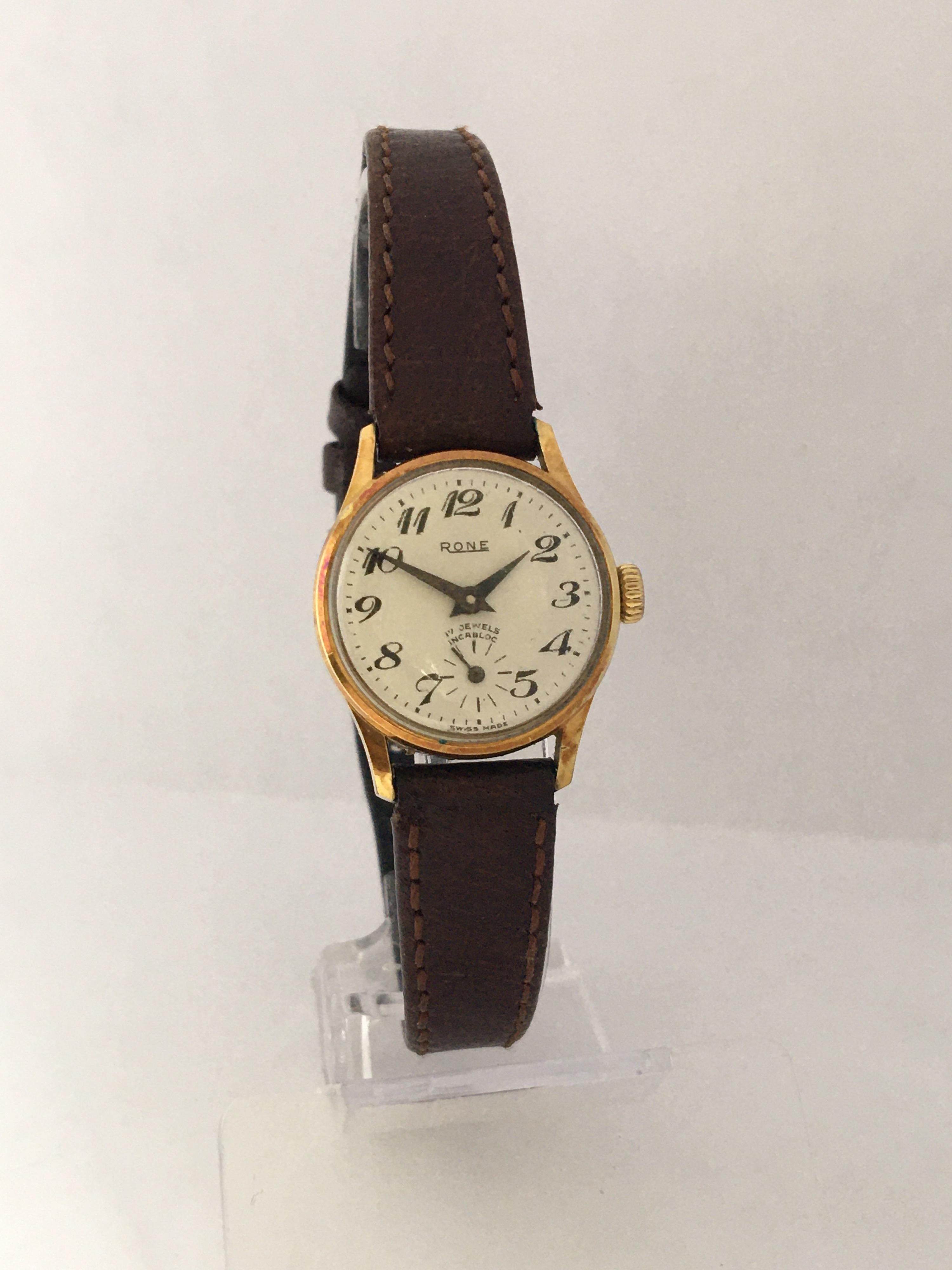 Vintage 1960s Gold-Plated and Stainless Steel Back Rone Ladies Mechanical Watch 3