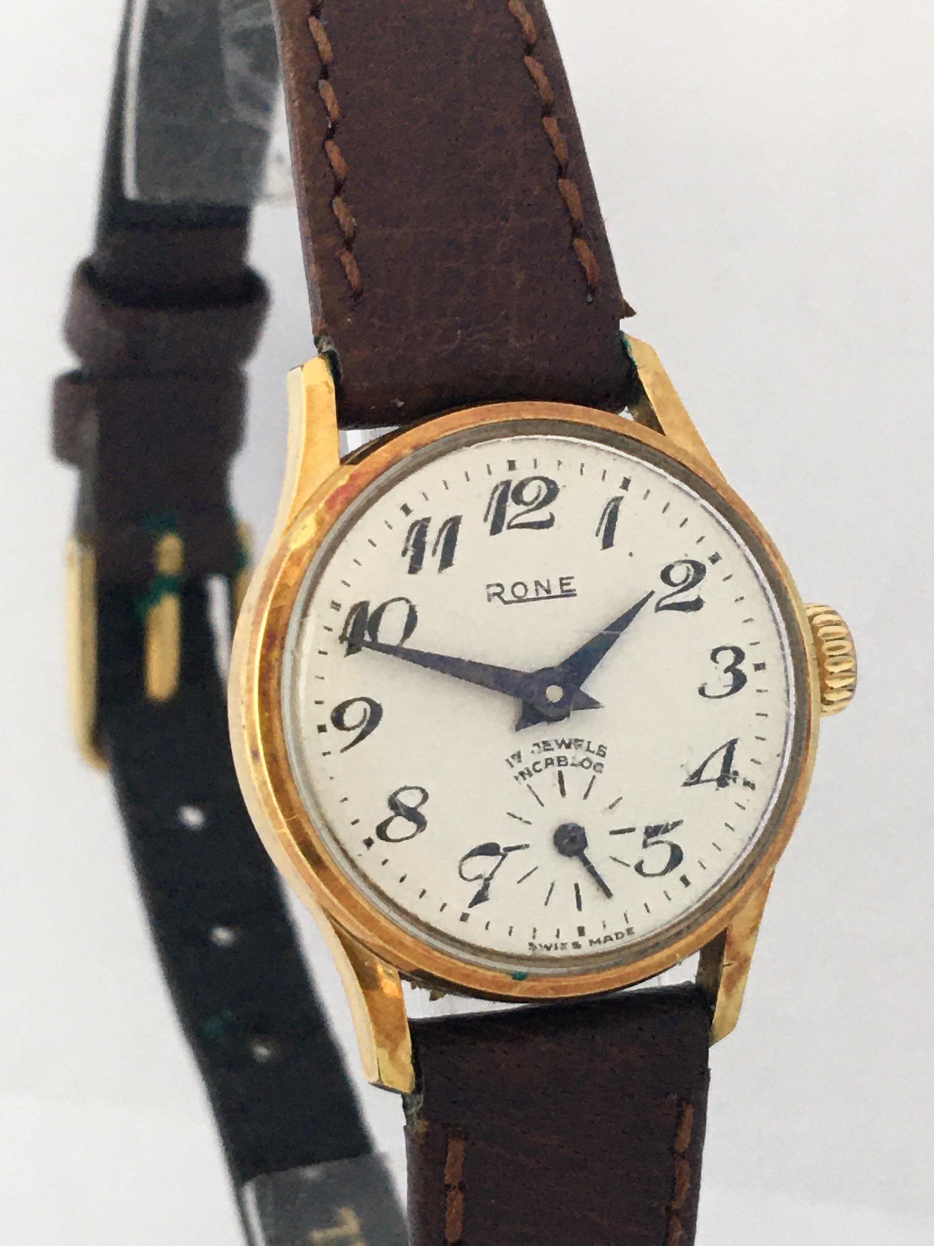 This beautiful and small vintage Swiss hand winding watch is in good condition and it is in full working order and it is running well. Visible signs of ageing and wear with some scratches on the glass and on the watch case as shown. Small