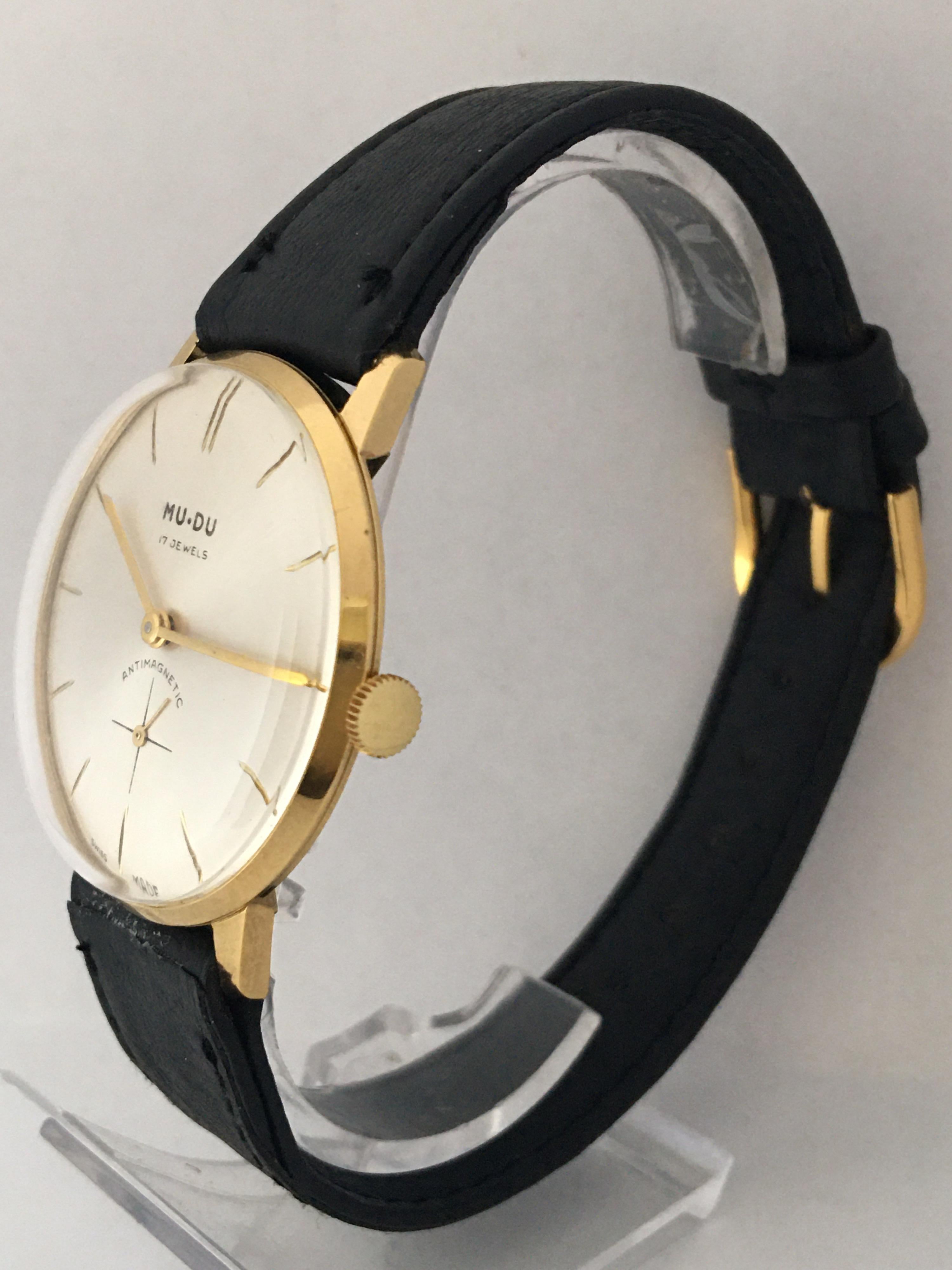 Vintage 1960s Gold-Plated and Stainless Steel Back Swiss Mechanical Watch 5