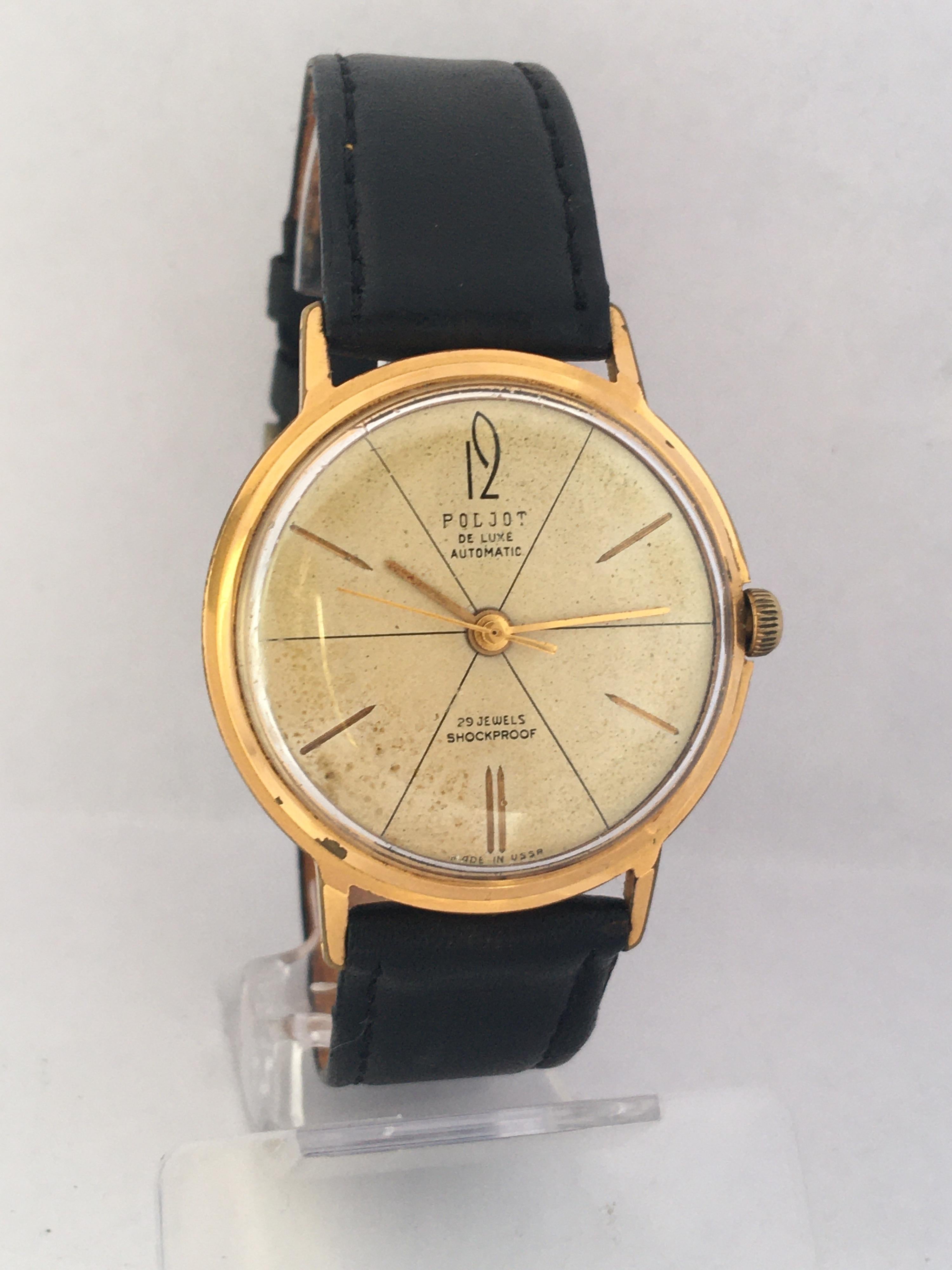 Women's or Men's Vintage 1960s Gold-Plated Poljot 29 Jewels Automatic Watch