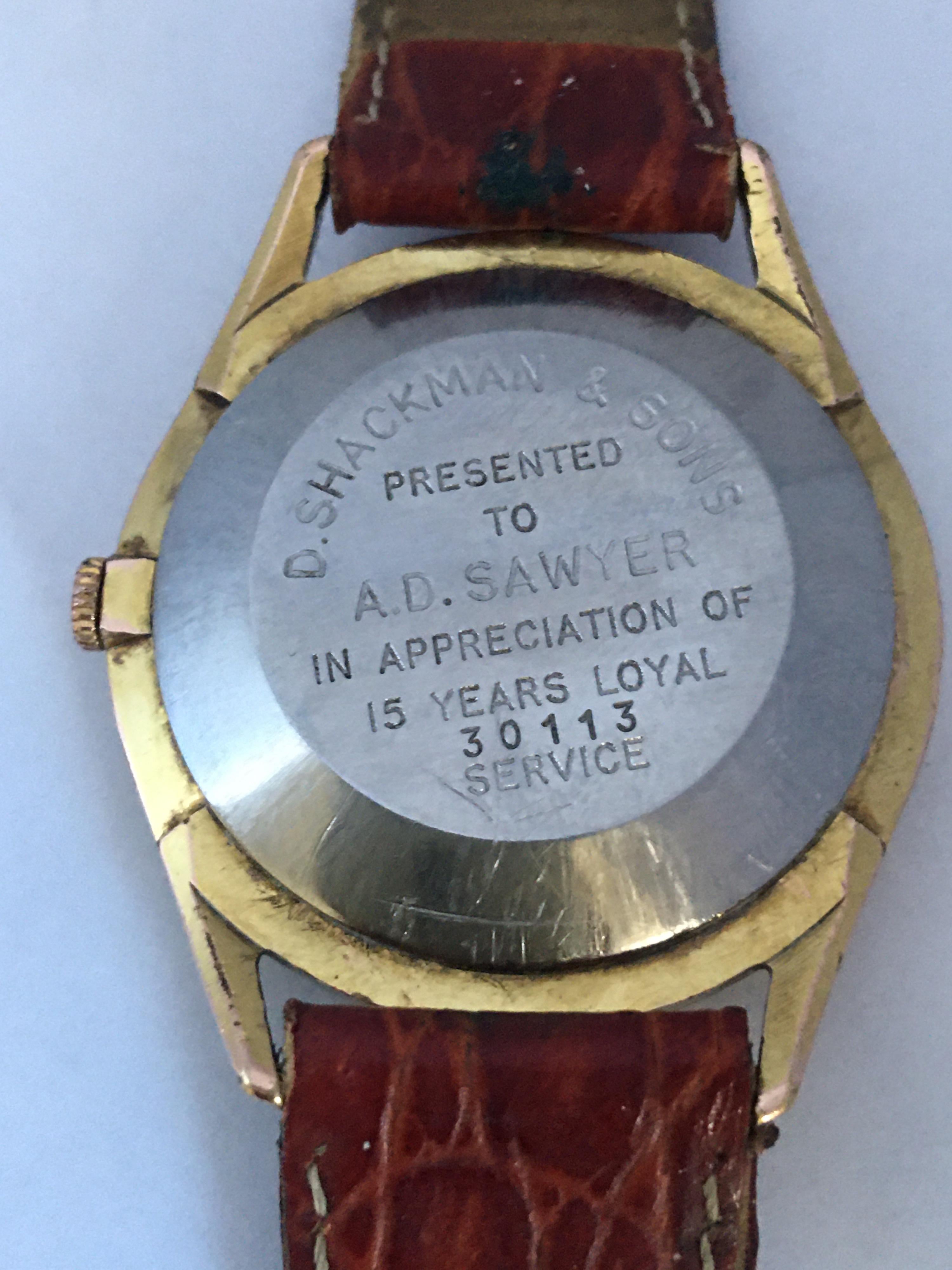 Vintage 1960s Gold-Plated Rotary 21 Jewels Automatic Watch For Sale 5