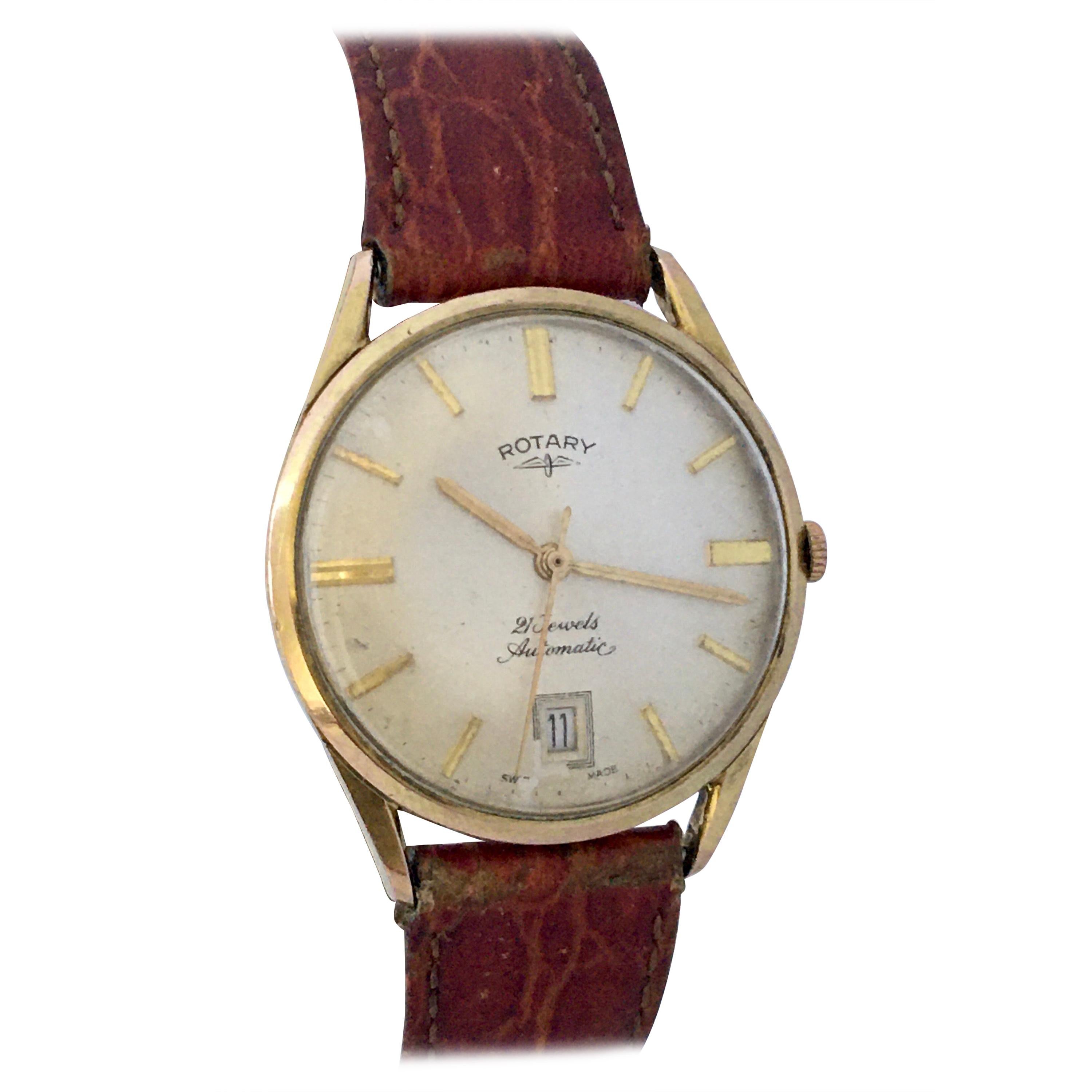 Vintage 1960s Gold-Plated Rotary 21 Jewels Automatic Watch