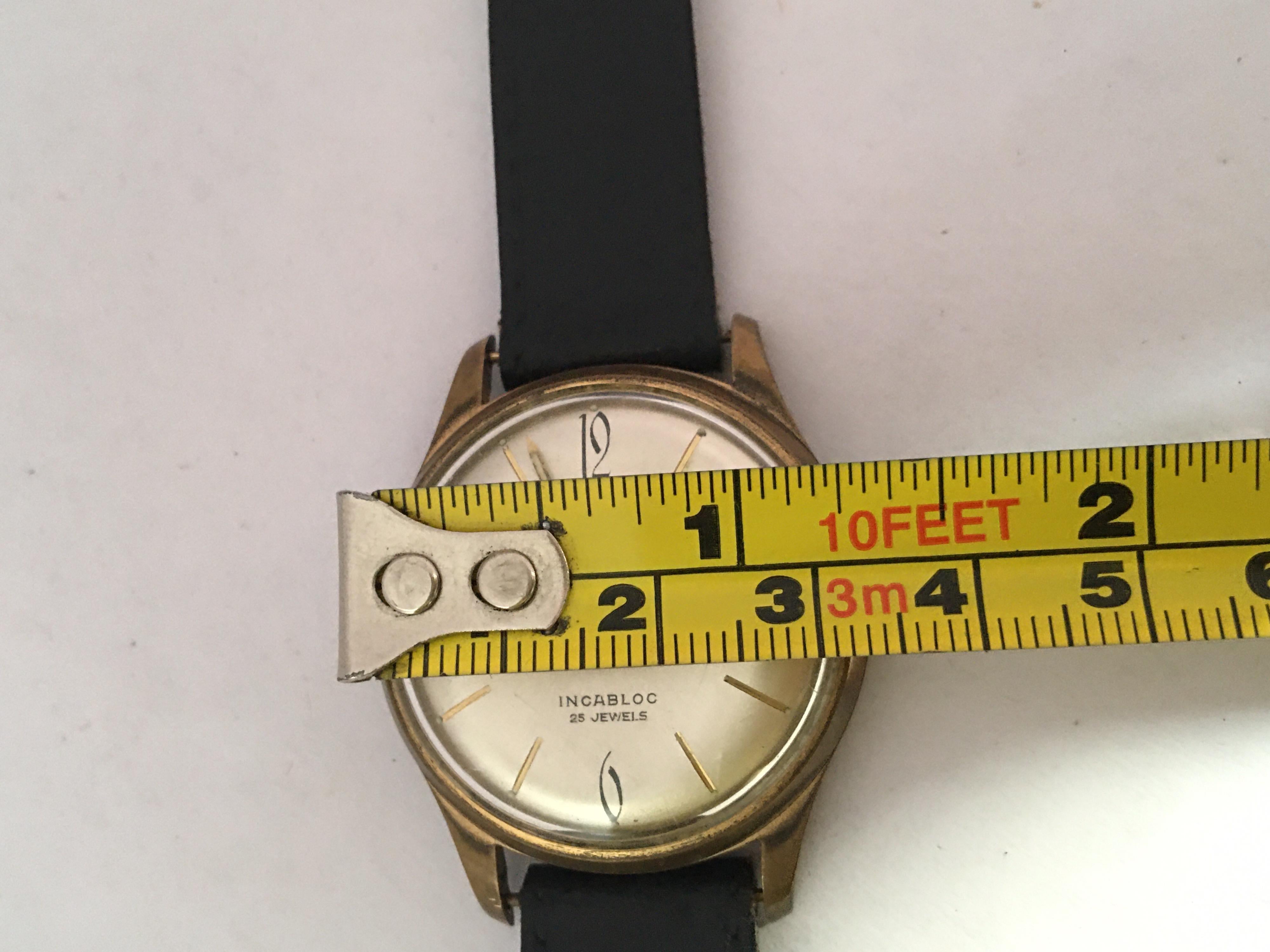 Vintage 1960s Gold-Plated and Stainless Steel Back 25Jewels Automatic Wristwatch For Sale 5