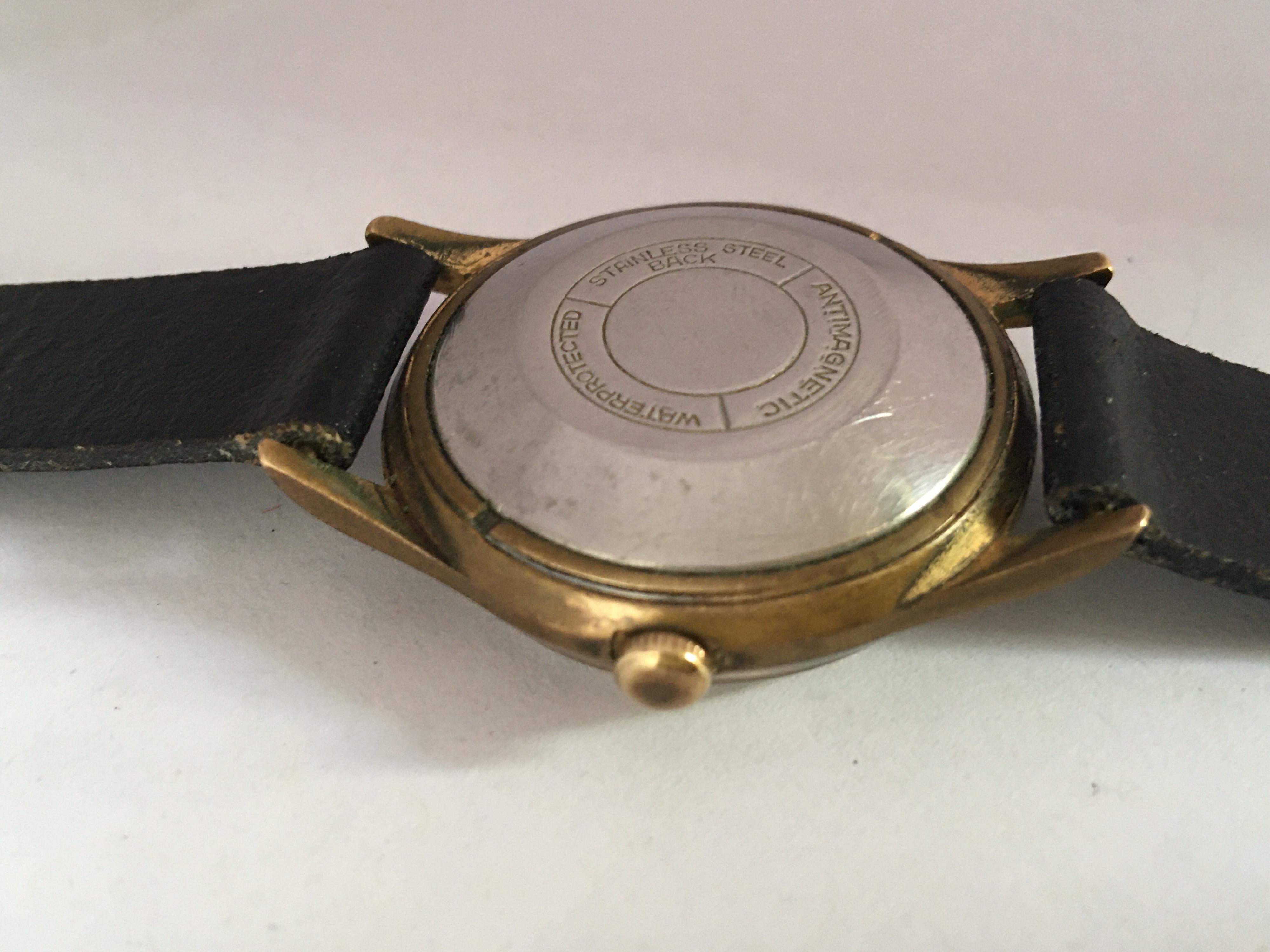 Vintage 1960s Gold-Plated and Stainless Steel Back 25Jewels Automatic Wristwatch For Sale 2
