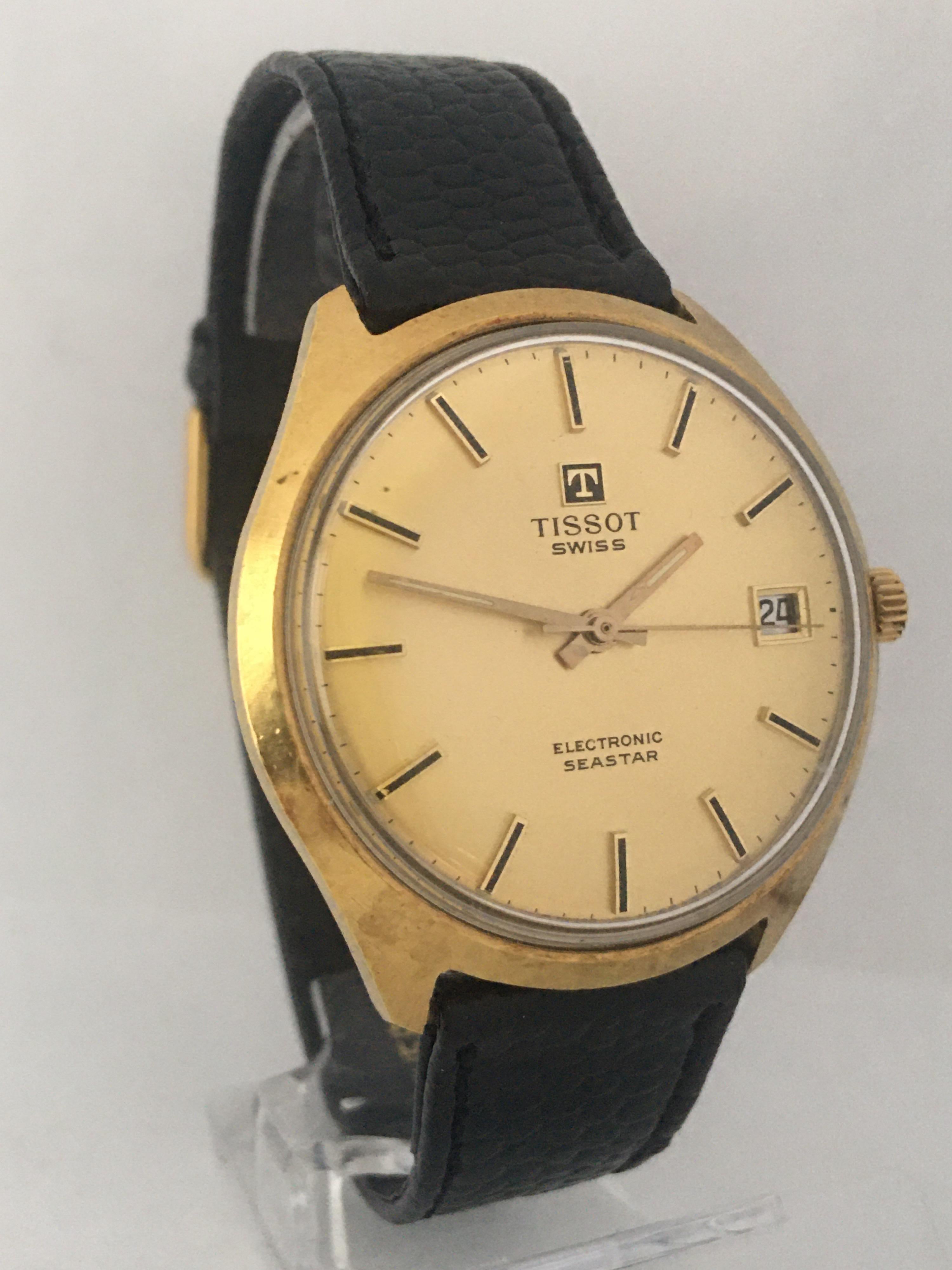 Vintage 1960s Gold-Plated TISSOT Electronic Seastar Watch For Sale 4