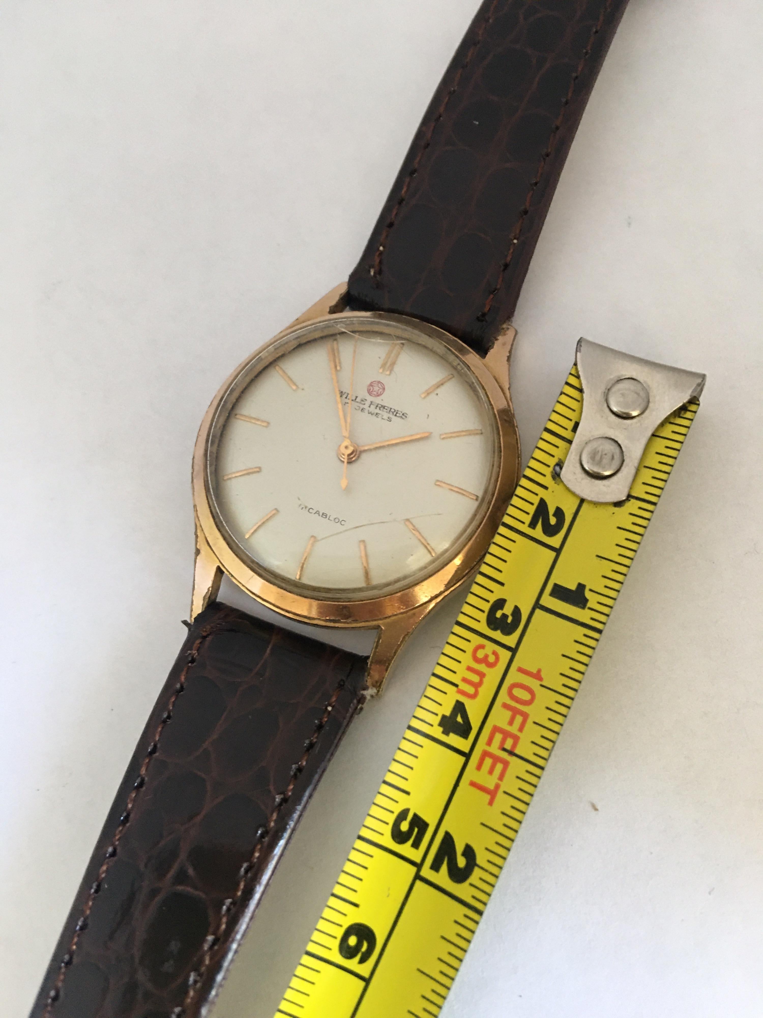 Vintage 1960s Gold-Plated Wille Freres Mechanical Watch For Sale 4