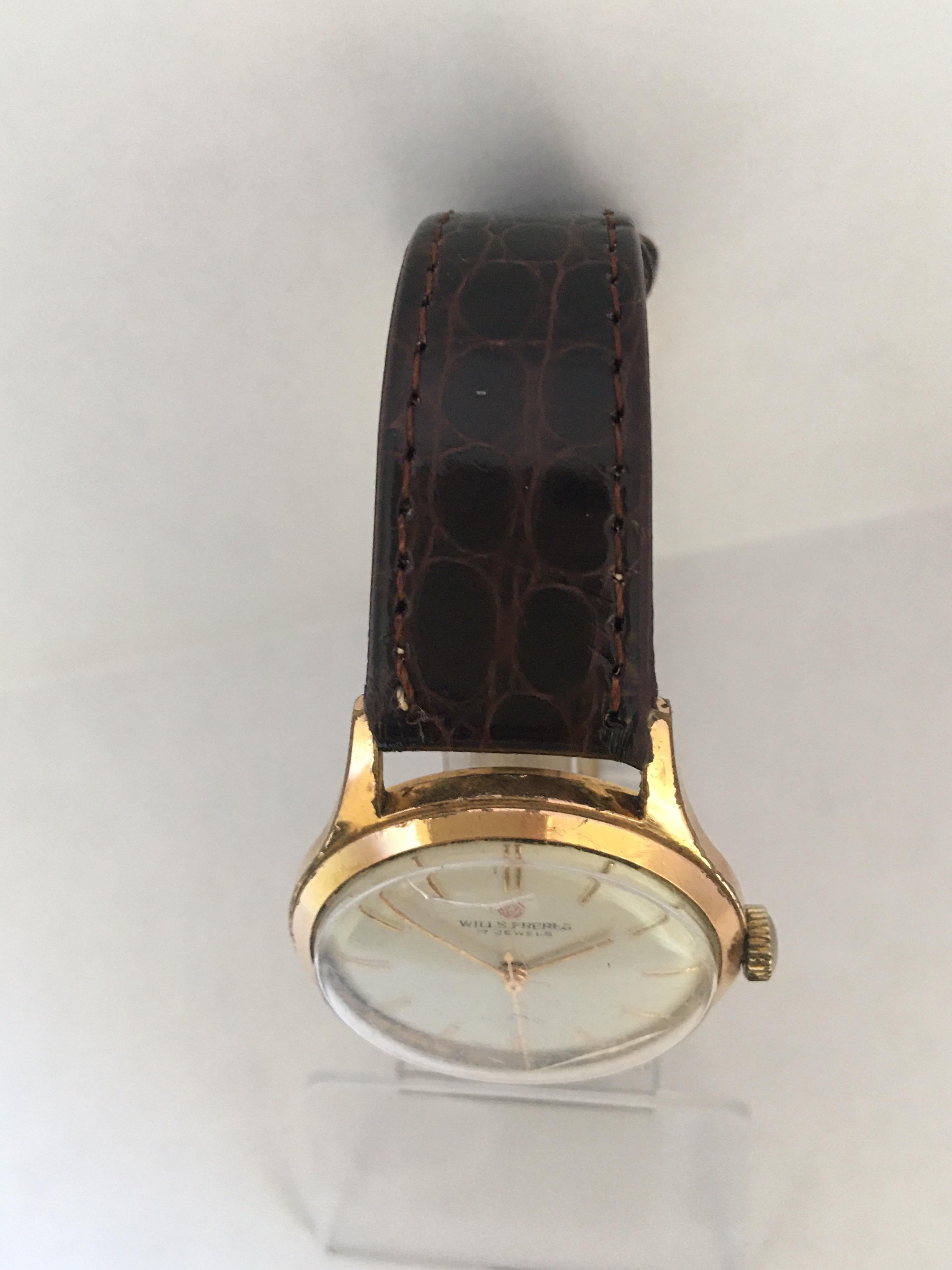 Women's or Men's Vintage 1960s Gold-Plated Wille Freres Mechanical Watch For Sale