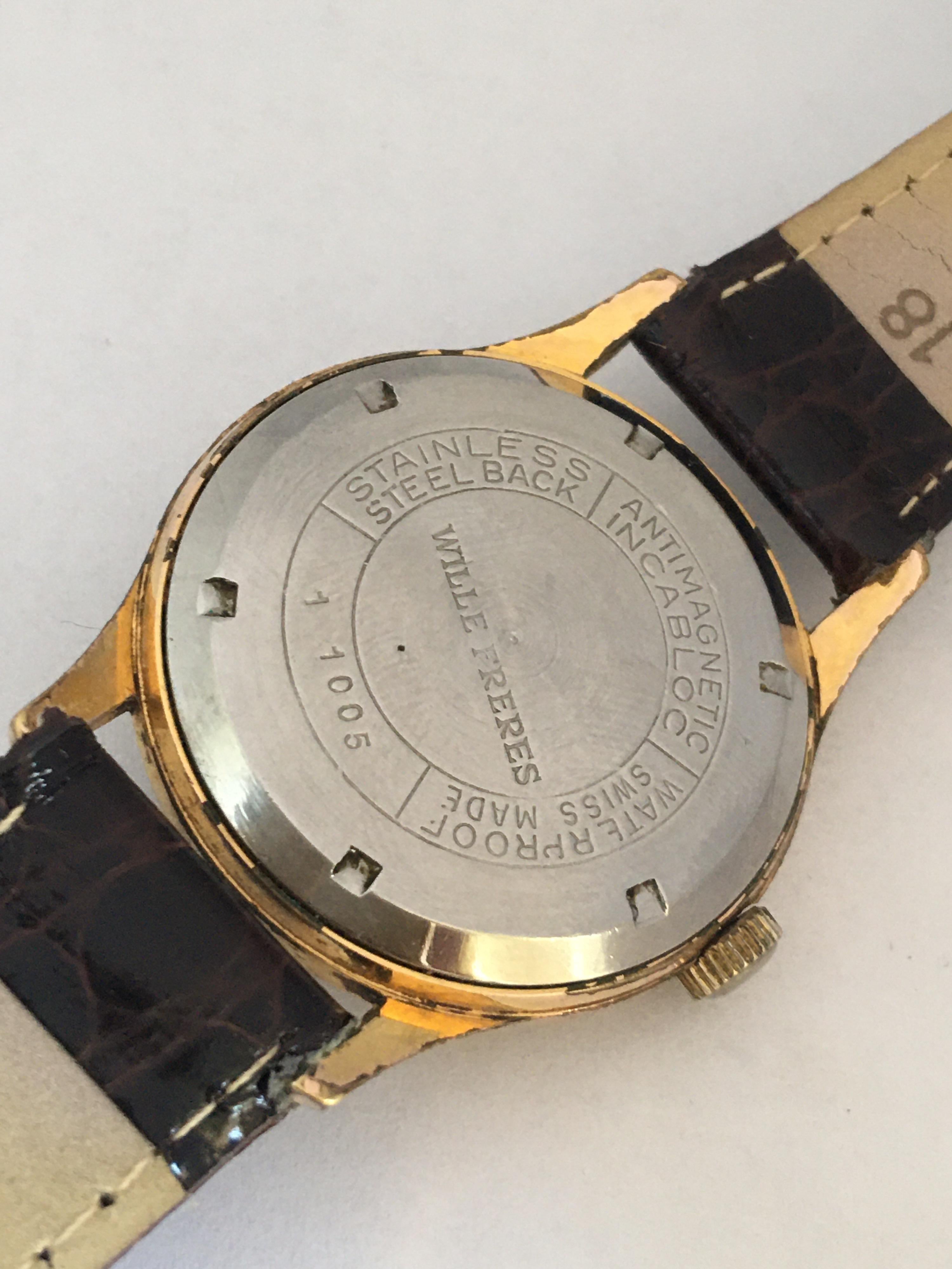 Vintage 1960s Gold-Plated Wille Freres Mechanical Watch For Sale 1