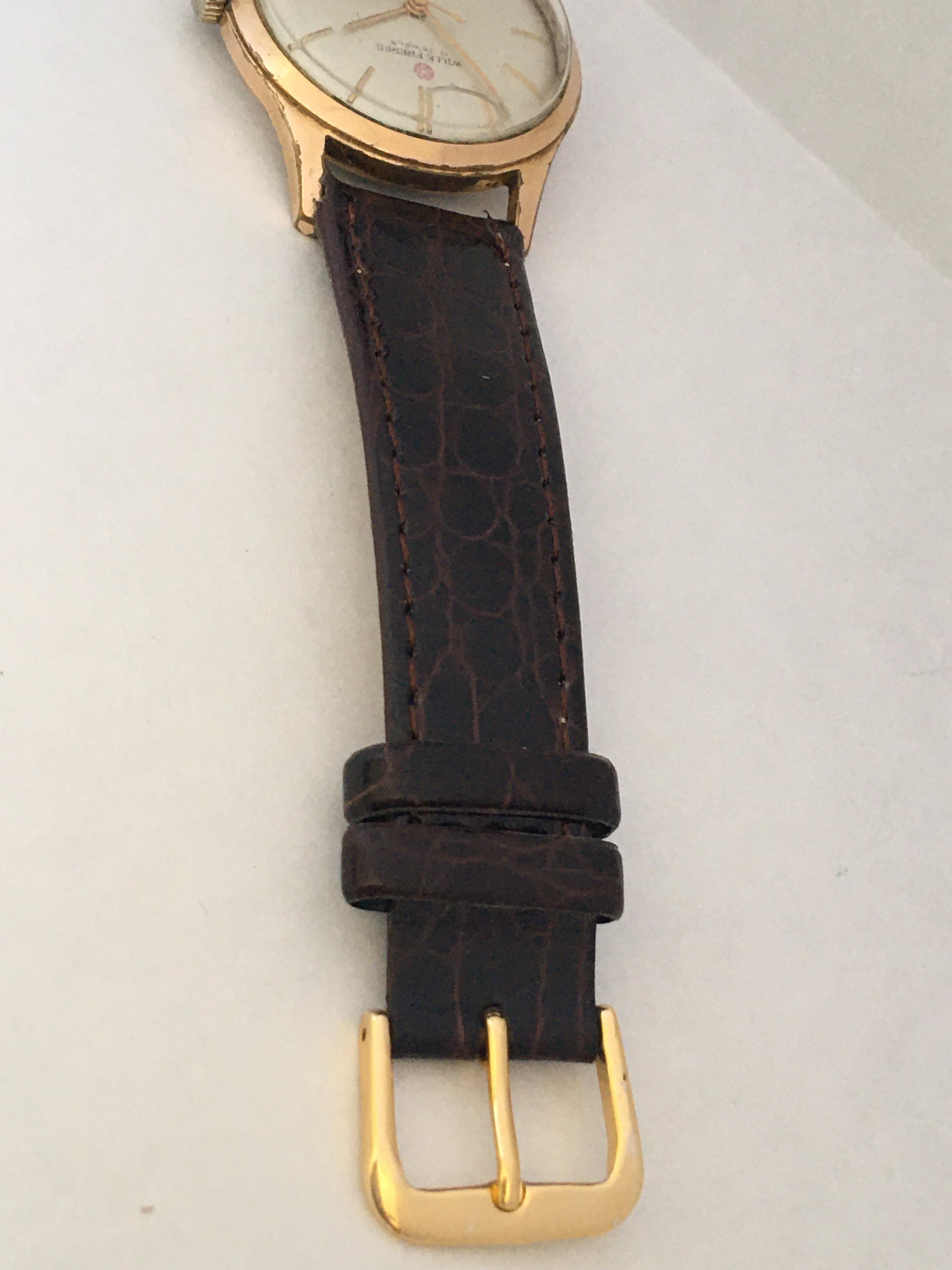 Vintage 1960s Gold-Plated Wille Freres Mechanical Watch For Sale 2