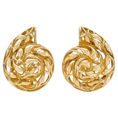 Boucles d'oreilles Vintage 1960s or Sea Shell