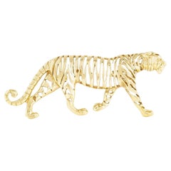 Vintage 1960s Gold Tiger Brooch