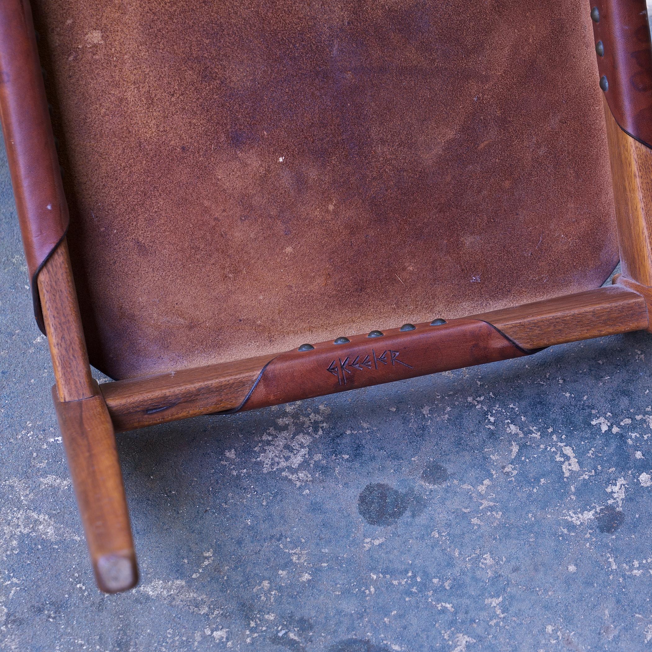 Vintage 1960s Gordon Keeler Leather Walnut Stool Mid-Century American Modernism For Sale 5