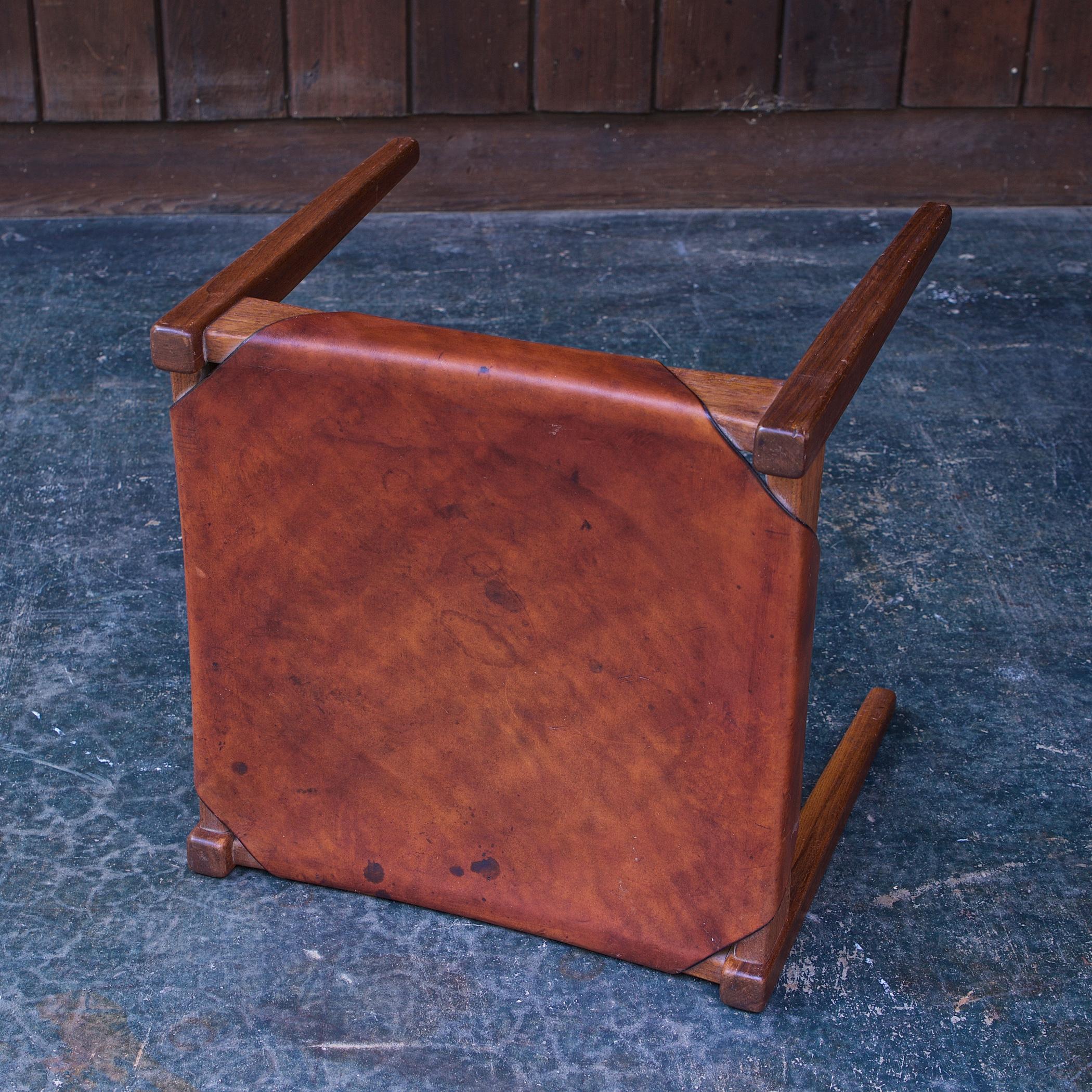 Vintage 1960s Gordon Keeler Leather Walnut Stool Mid-Century American Modernism For Sale 3