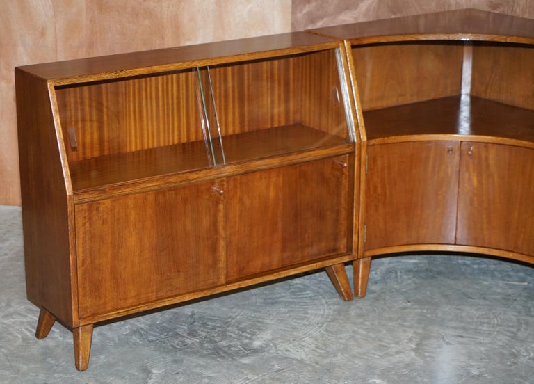 Mid-Century Modern Vintage 1960's Greaves and Thomas G&T Put U Up Modular Sideboards Glazed Doors For Sale